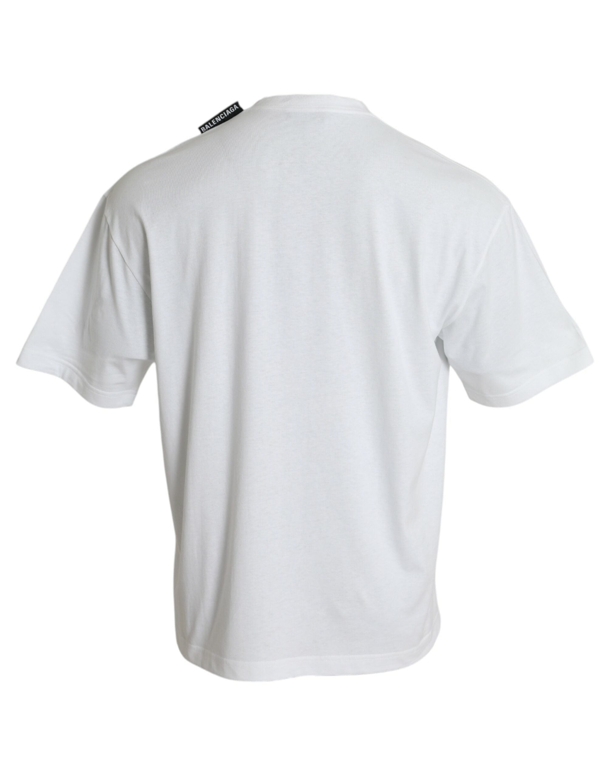 Tricou Balenciaga Off White din jerseu de bumbac cu guler rotund