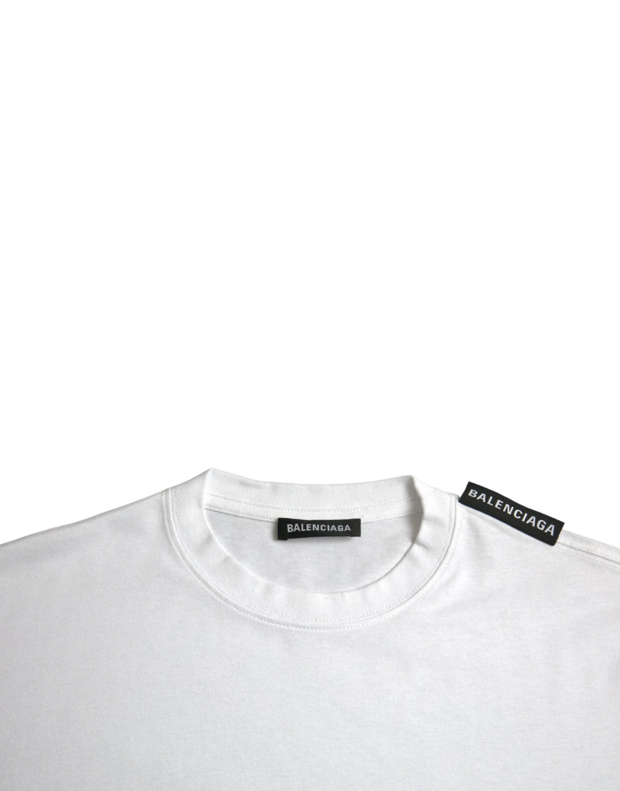 Tricou Balenciaga Off White din jerseu de bumbac cu guler rotund