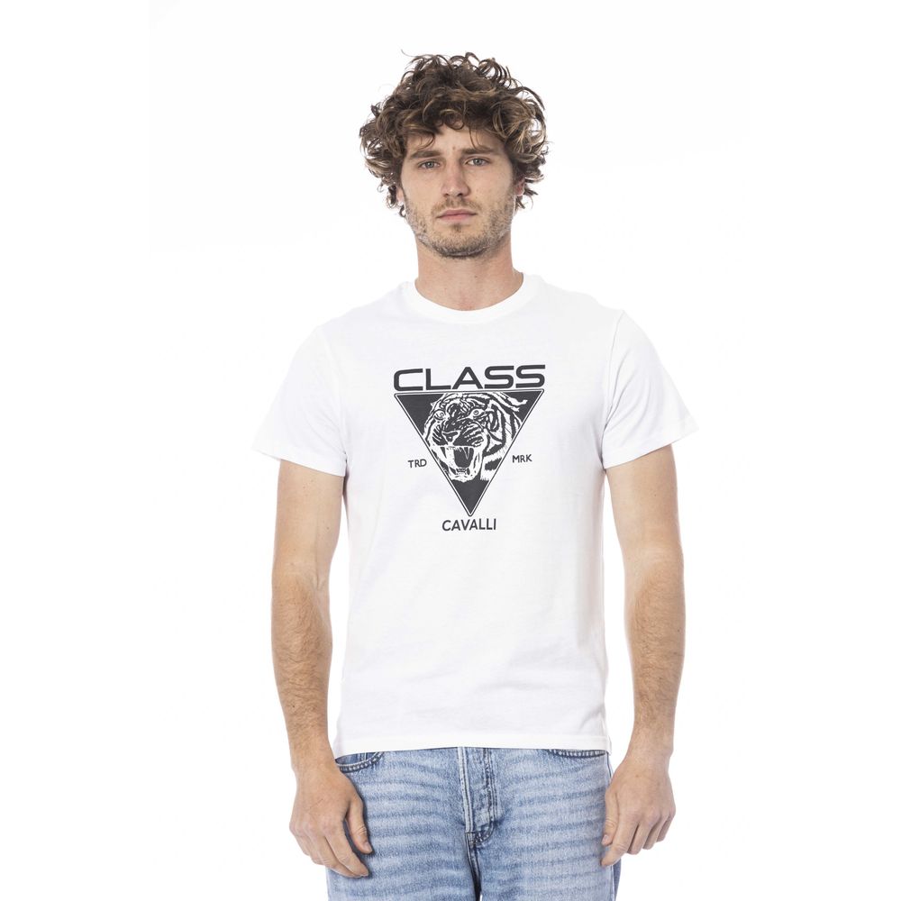Tricou bărbătesc Cavalli Class din bumbac alb