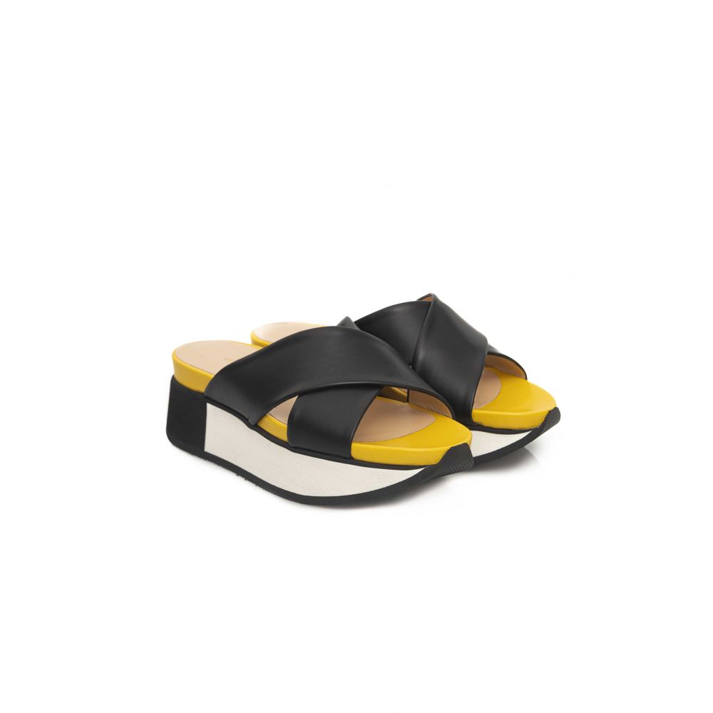 Cerruti 1881 Schwarze Kalbsleder-Sandalen für Damen