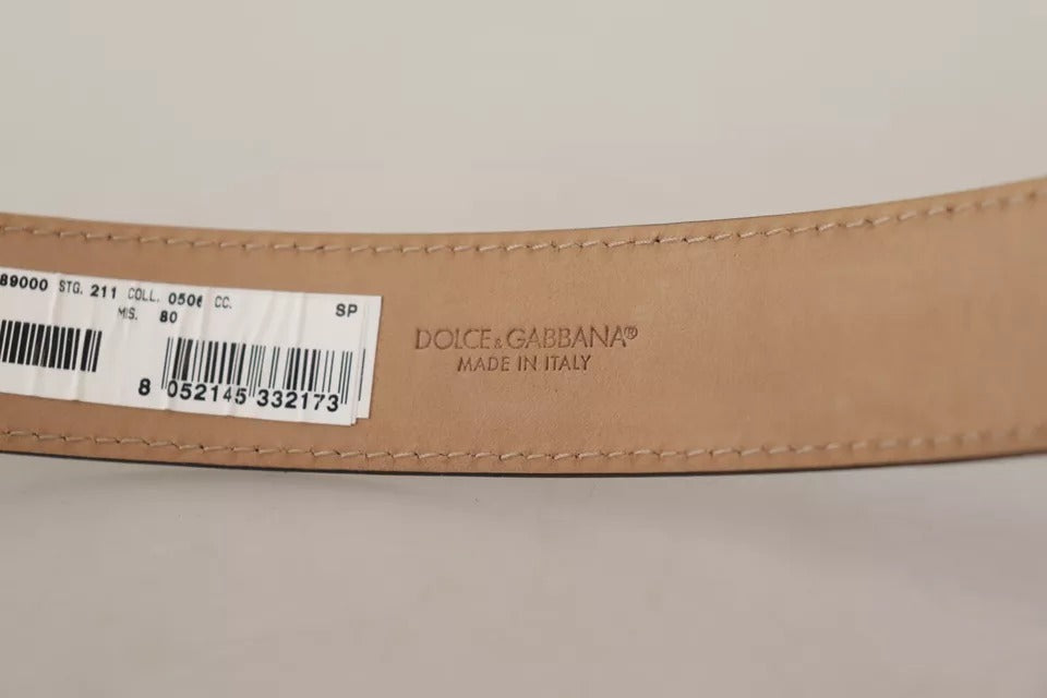 Dolce & Gabbana – Schwarzer Ledergürtel mit goldfarbener Metalllogo-Gravur