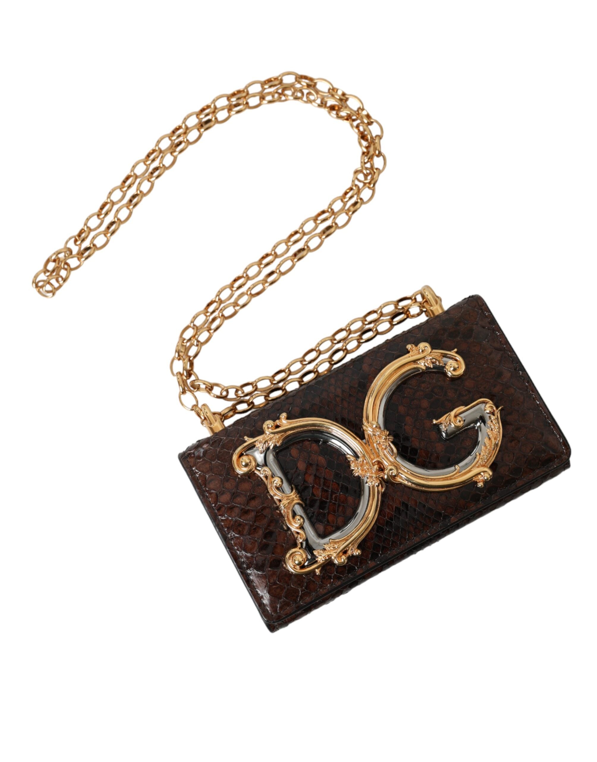 Dolce & Gabbana – DG Girls – Umhängetasche aus Pythonleder in Braun