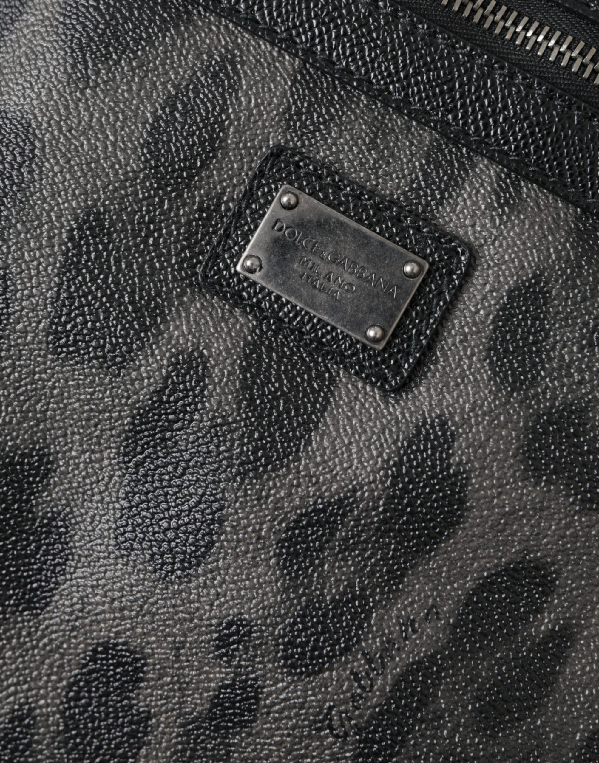 Dolce & Gabbana Geantă crossbody din piele PVC cu imprimeu leopard gri