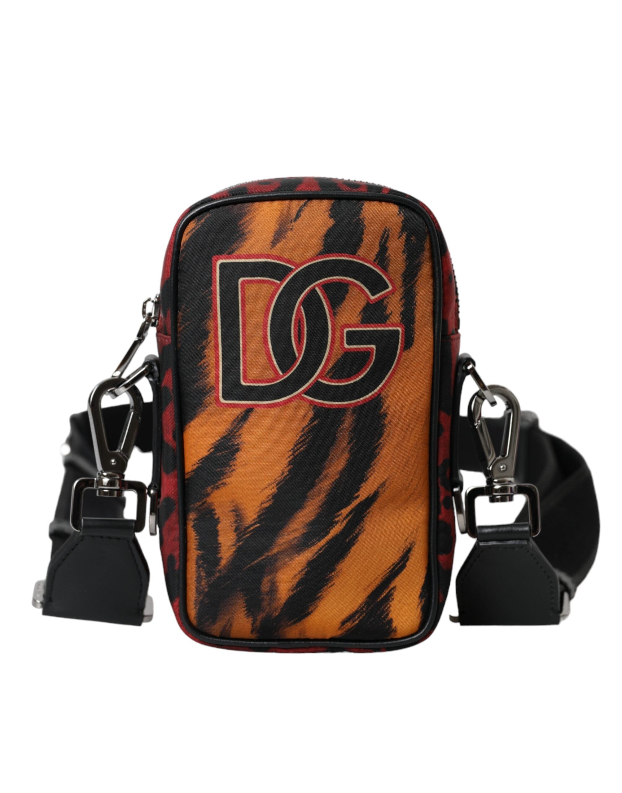 Dolce & Gabbana – Mehrfarbige Umhängetasche aus Nylon mit Tigerprint und Logo