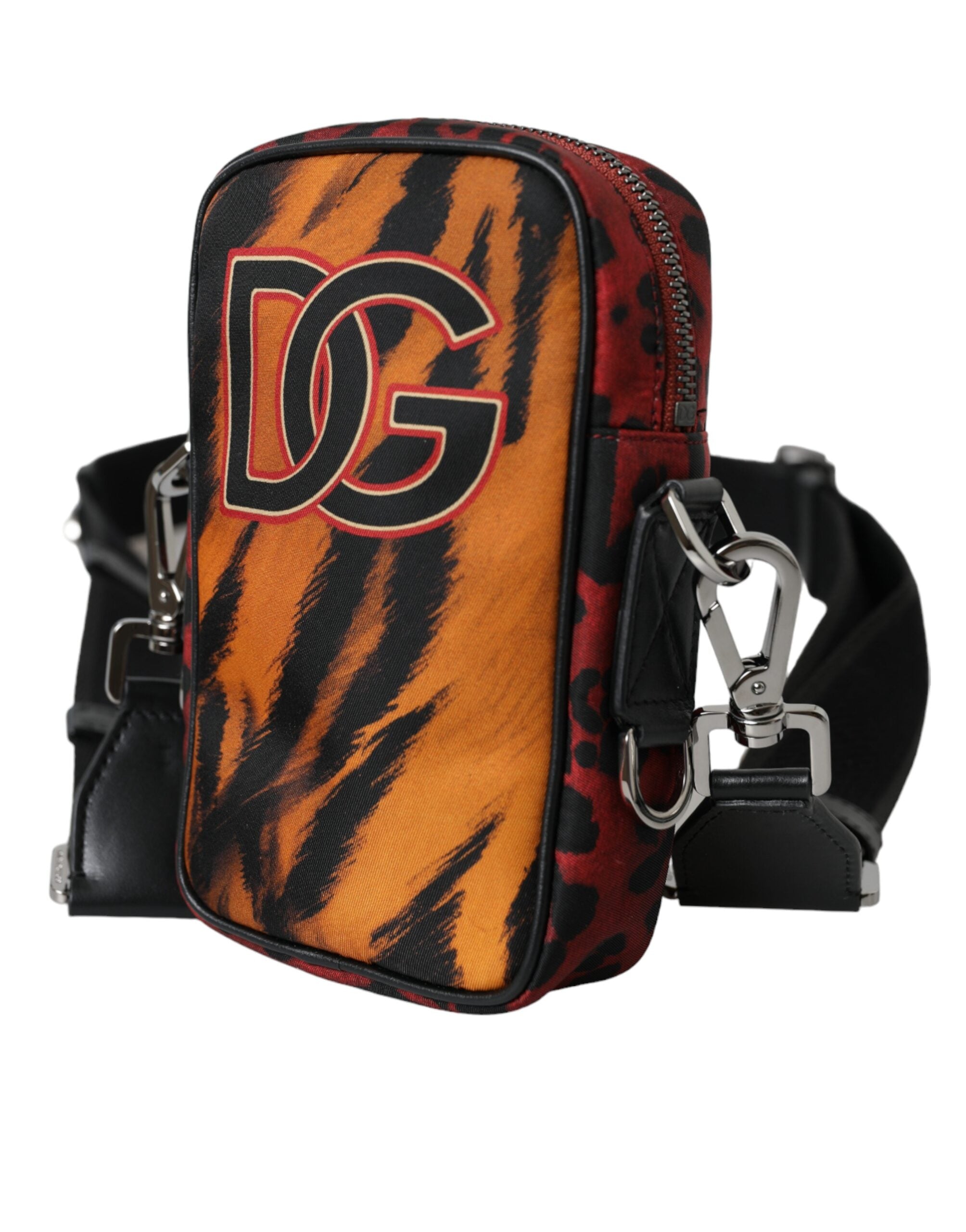 Dolce & Gabbana – Mehrfarbige Umhängetasche aus Nylon mit Tigerprint und Logo