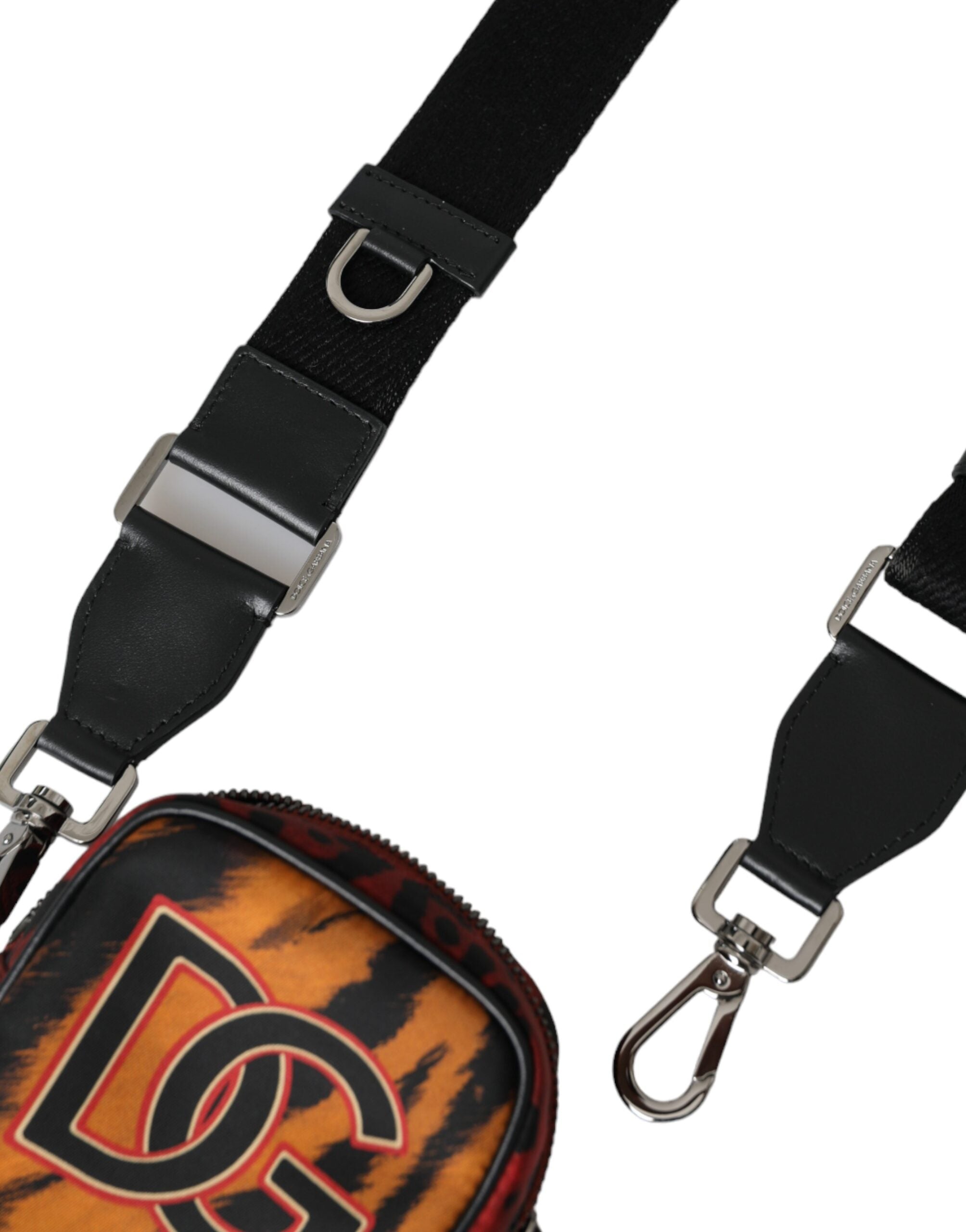Dolce & Gabbana – Mehrfarbige Umhängetasche aus Nylon mit Tigerprint und Logo