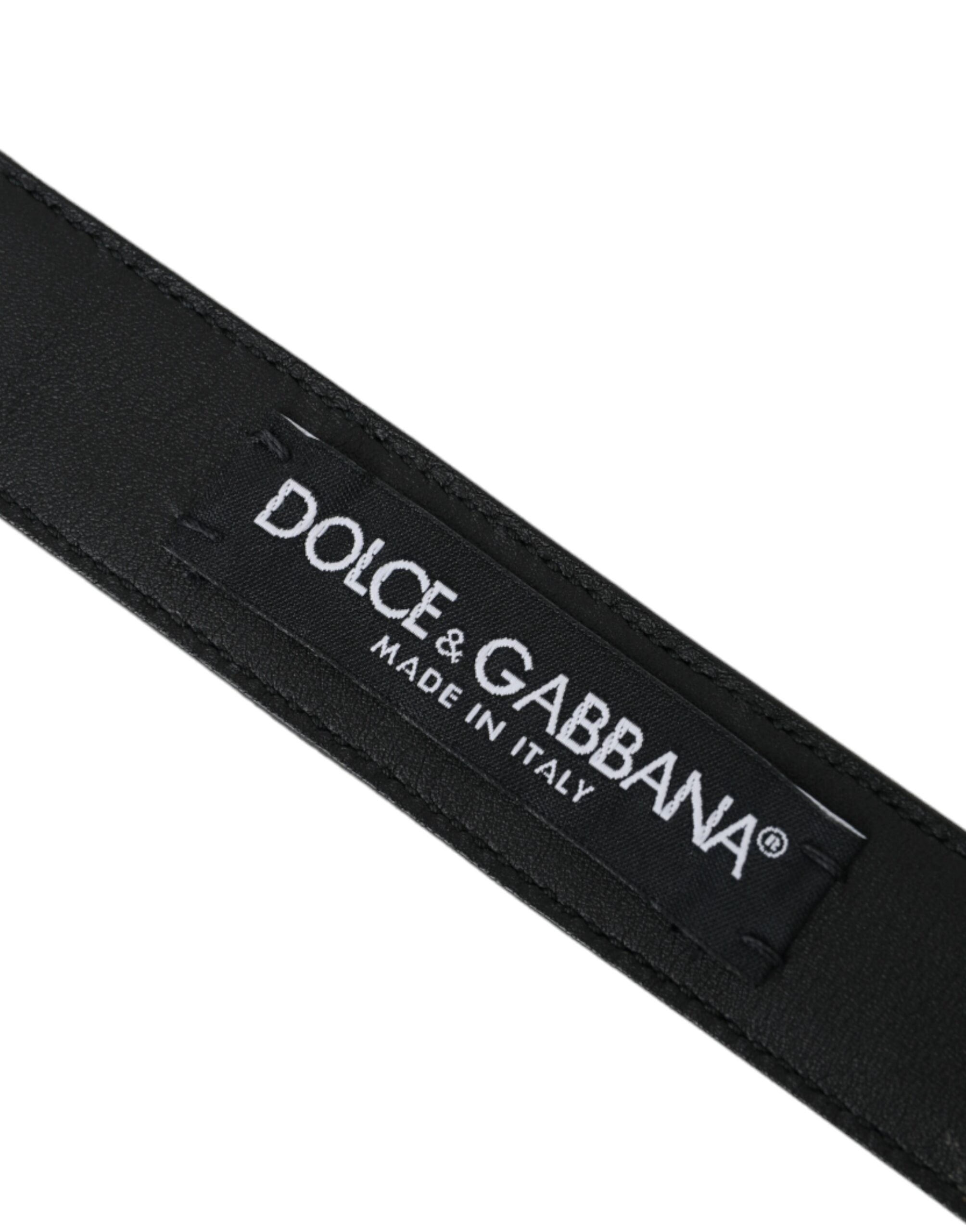 Curea Dolce & Gabbana maro închis din piele perforată cu cataramă metalică pentru bărbați