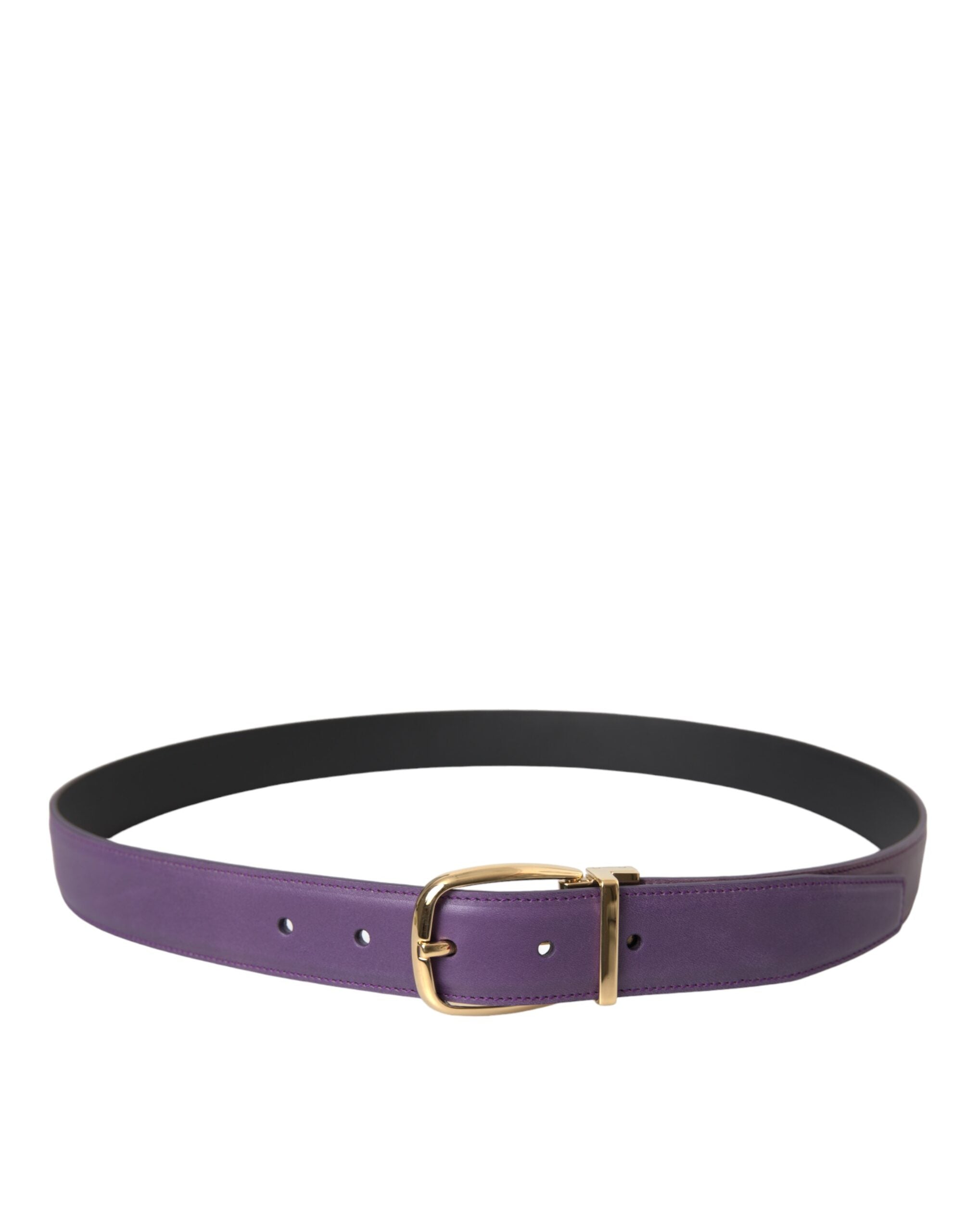 Curea Dolce & Gabbana din piele mov cu cataramă metalică aurie pentru bărbați