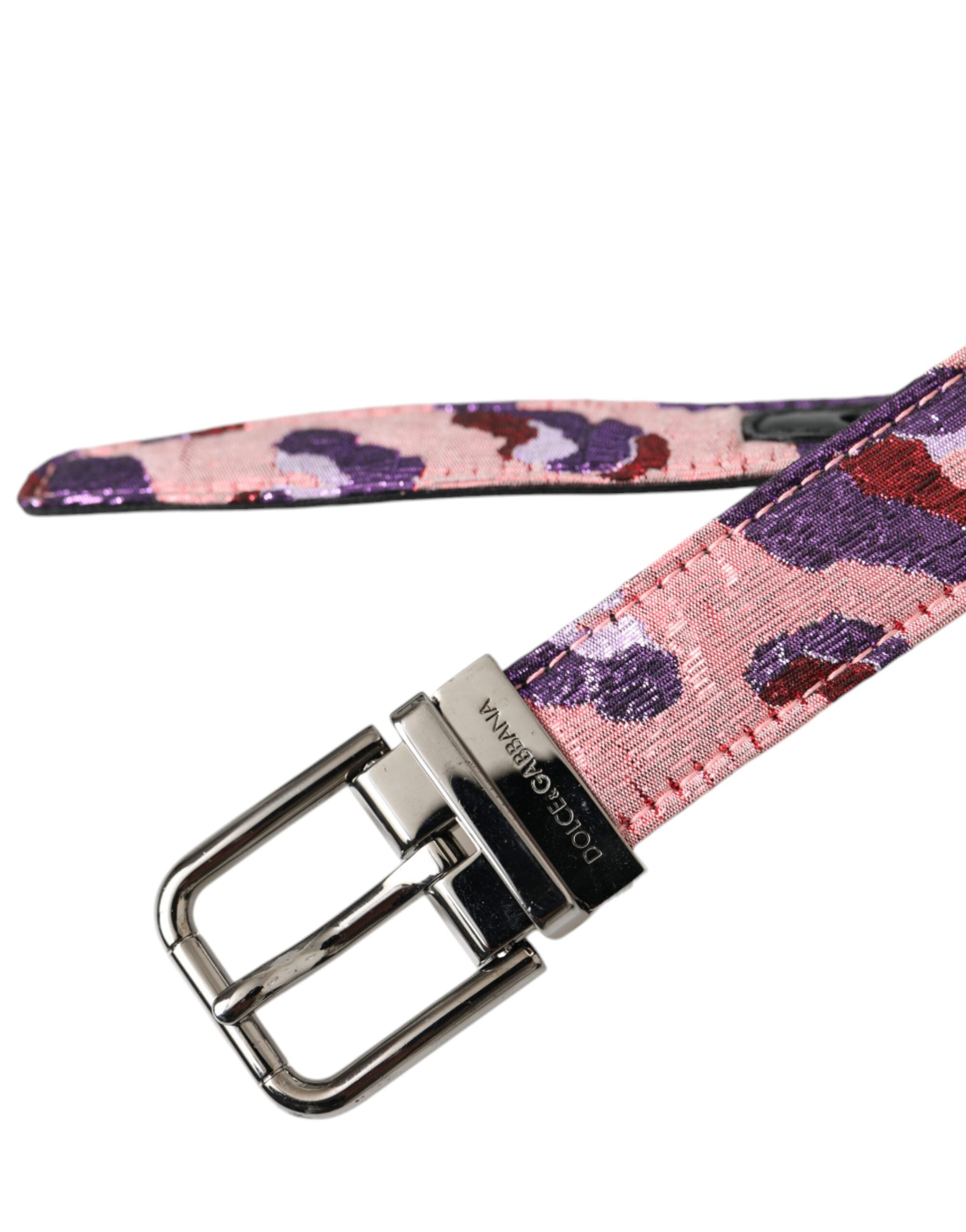 Curea Dolce & Gabbana din piele jacquard multicoloră cu cataramă metalică