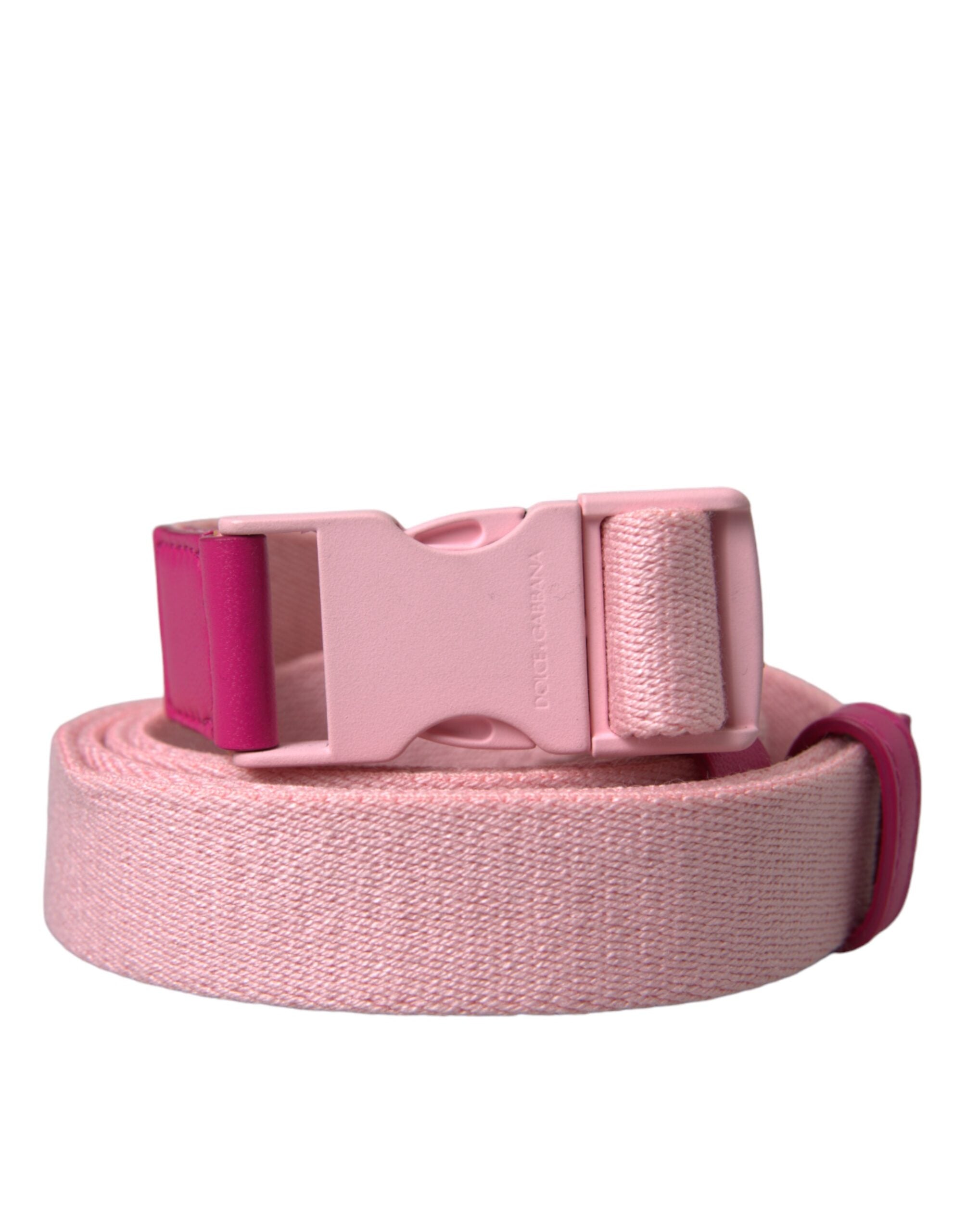 Dolce & Gabbana Rosa Canvas Stretch Kunststoffschnalle Damengürtel