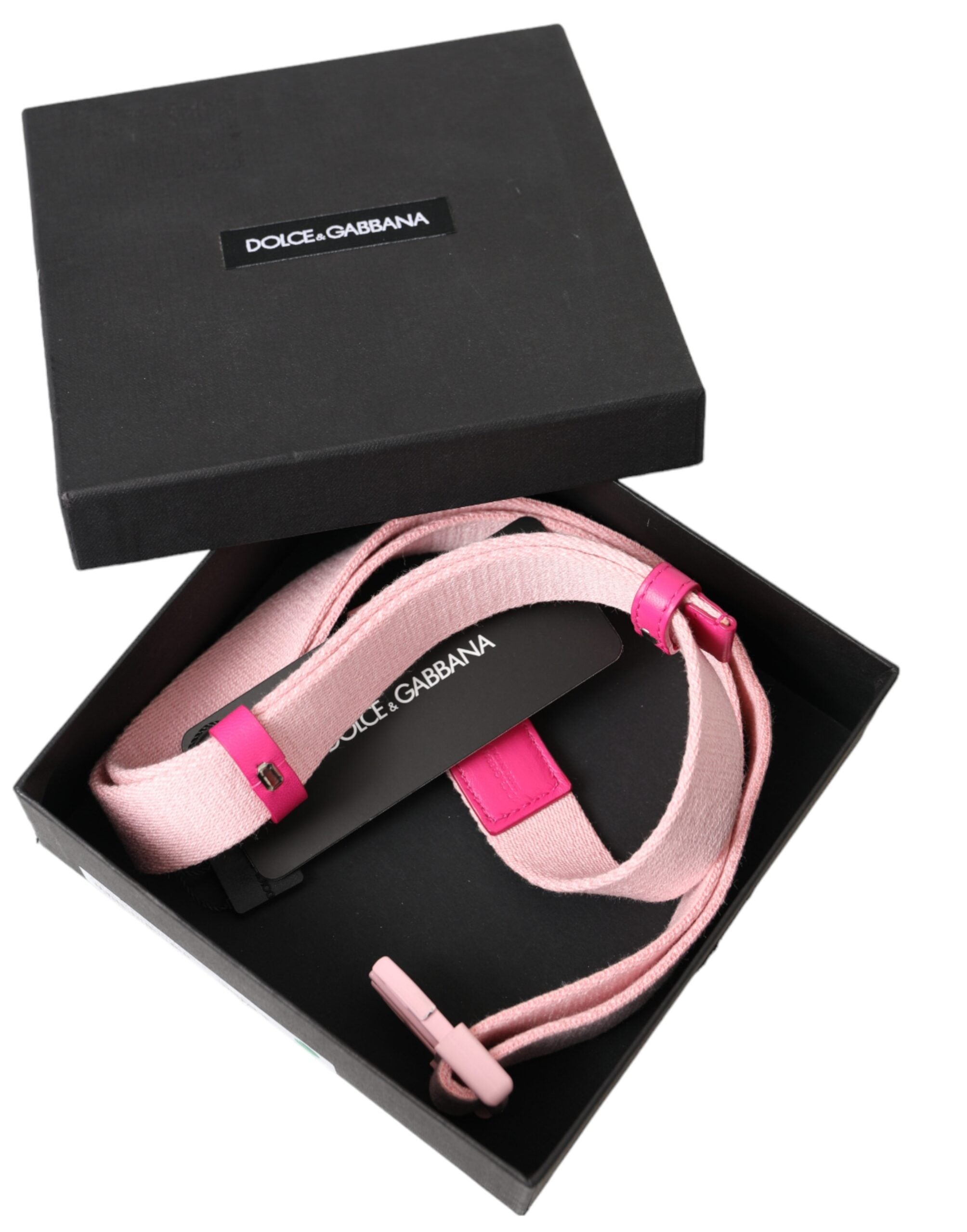 Dolce & Gabbana Rosa Canvas Stretch Kunststoffschnalle Damengürtel
