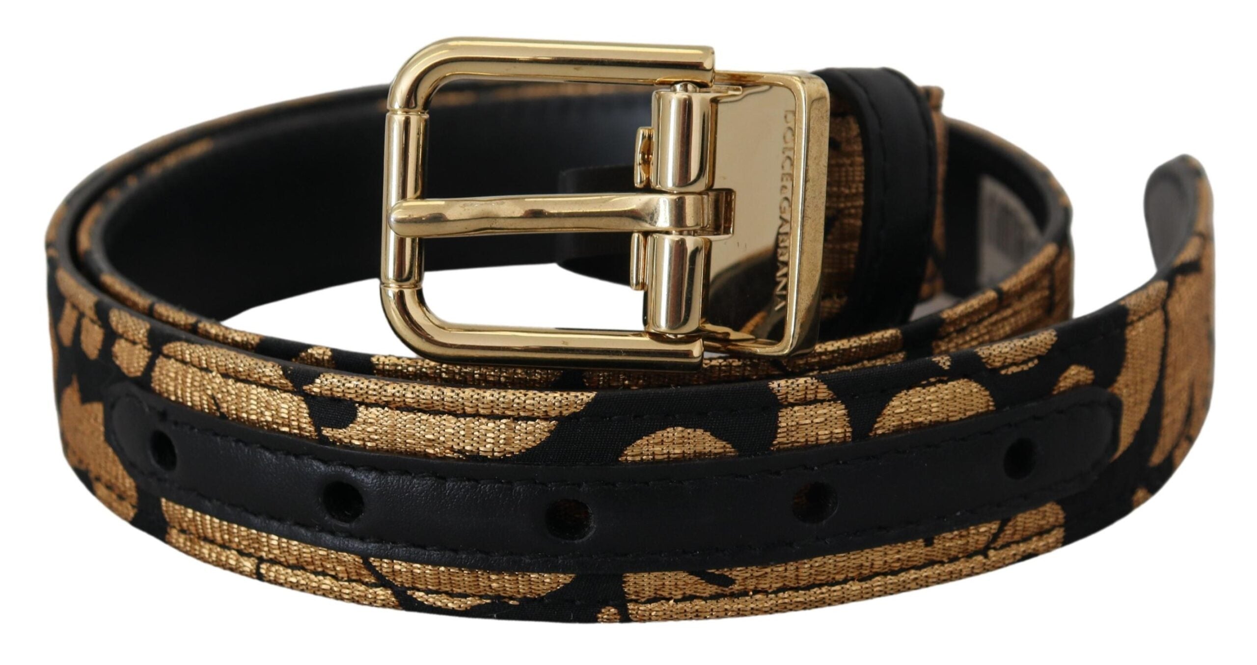 Dolce & Gabbana – Mehrfarbiger Gürtel aus Jacquard-Leder mit Logo-Schnalle