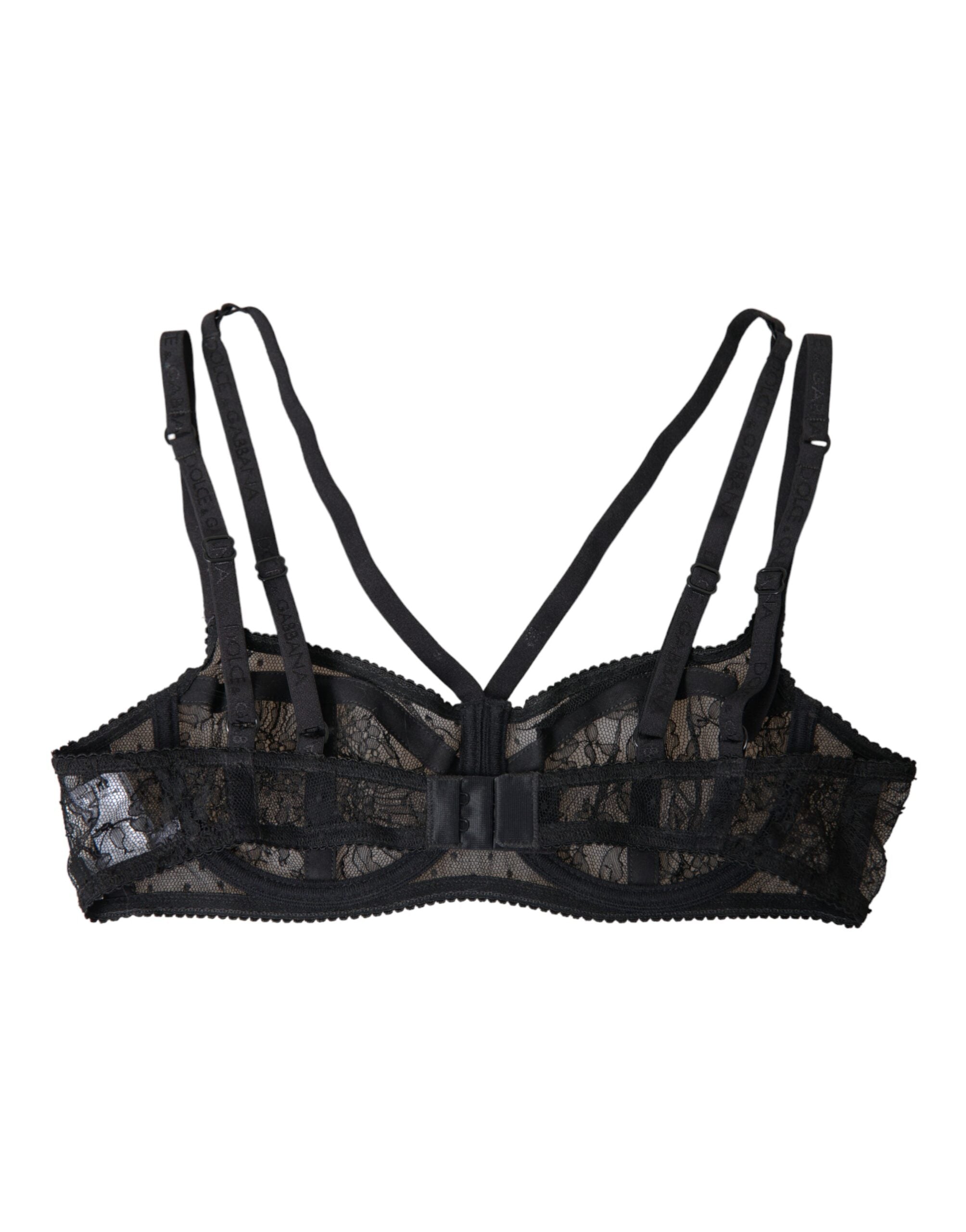 Dolce & Gabbana – Balconcino-BH aus Nylon mit Blumenspitze in Schwarz