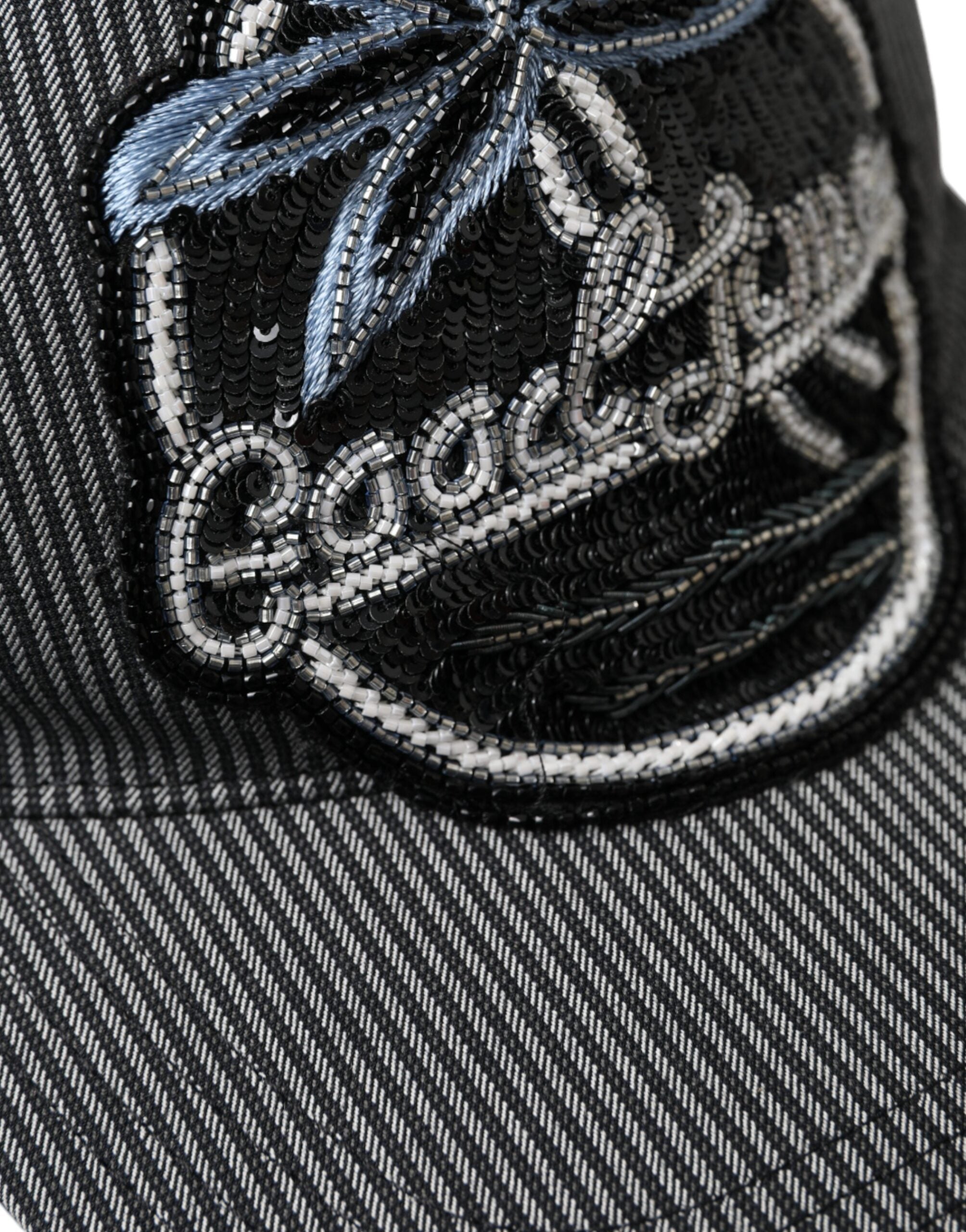 Dolce & Gabbana Șapcă de baseball neagră din bumbac cu ornament pentru bărbați