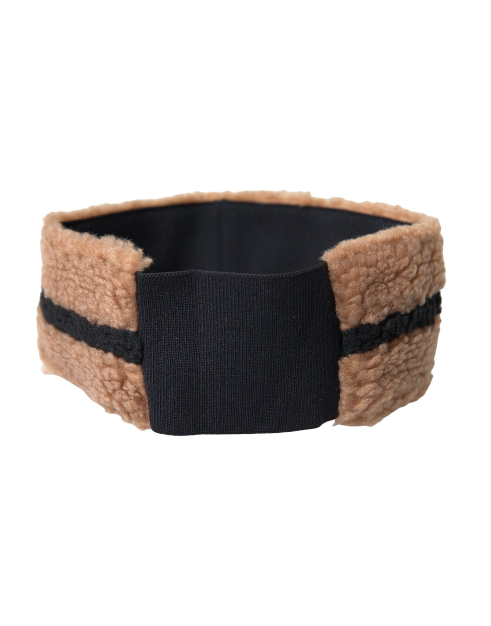 Pălărie Dolce & Gabbana cu bandă pentru cap din fleece maro și negru pentru bărbați