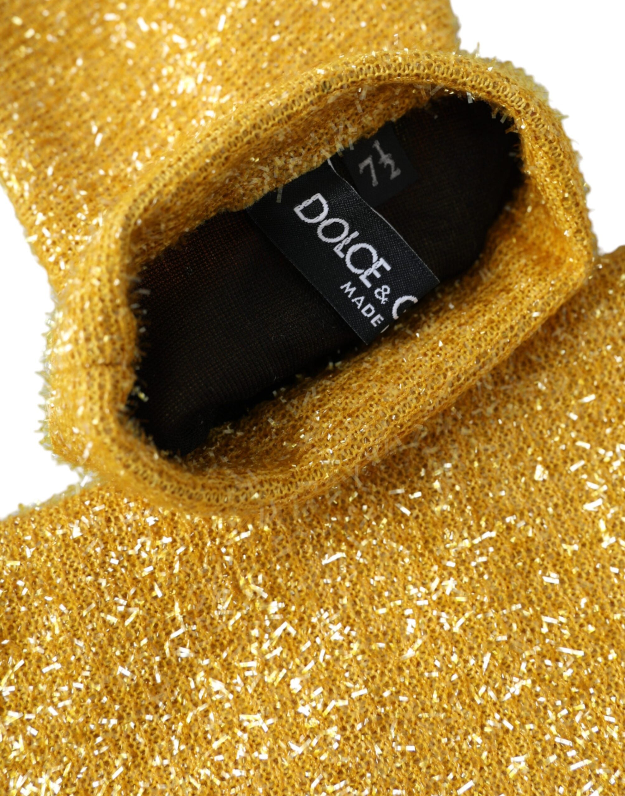 Mănuși Dolce & Gabbana aurii cu lurex Fantasia, lungime medie
