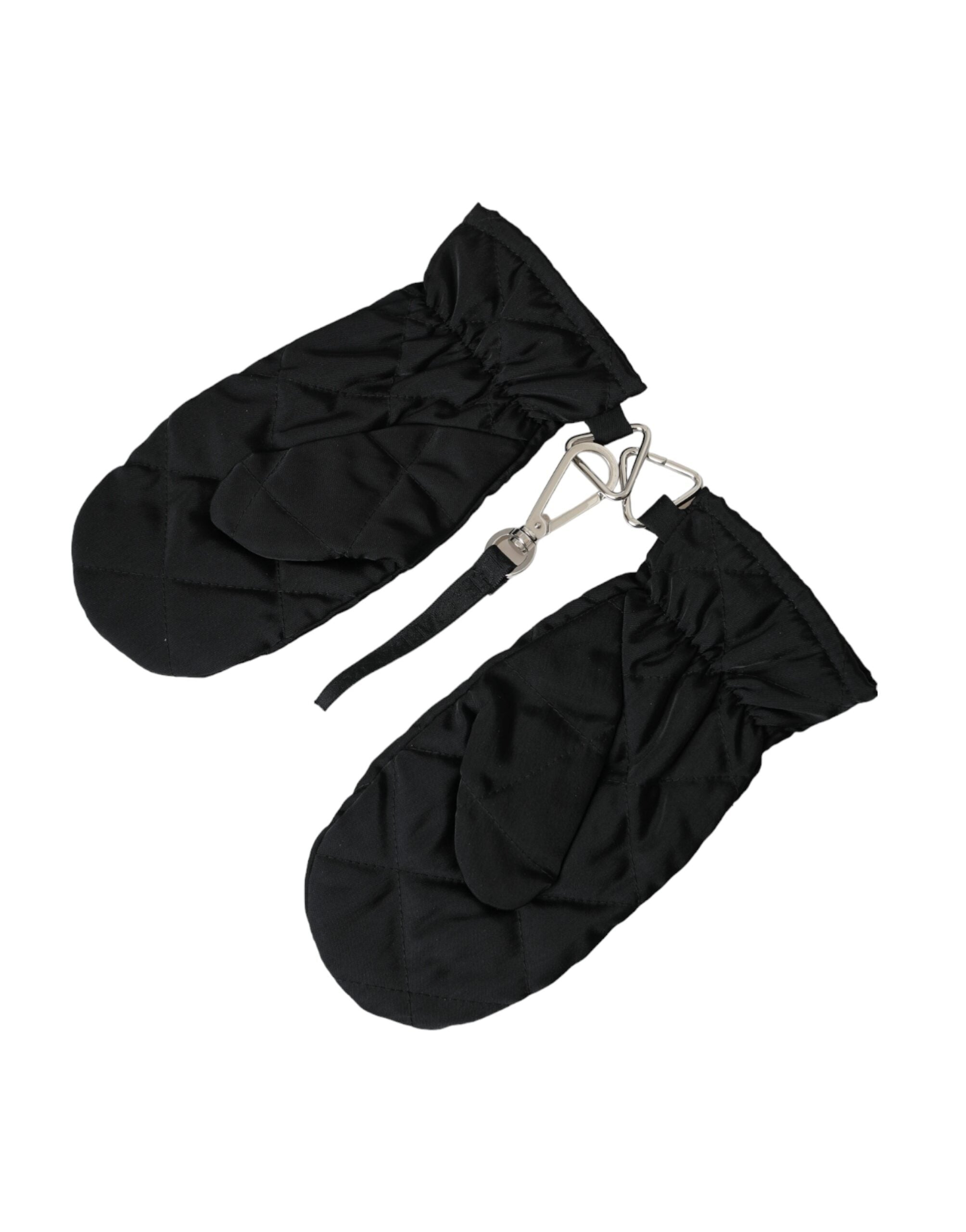 Mănuși Dolce & Gabbana negre matlasate din nailon, lungime încheietură
