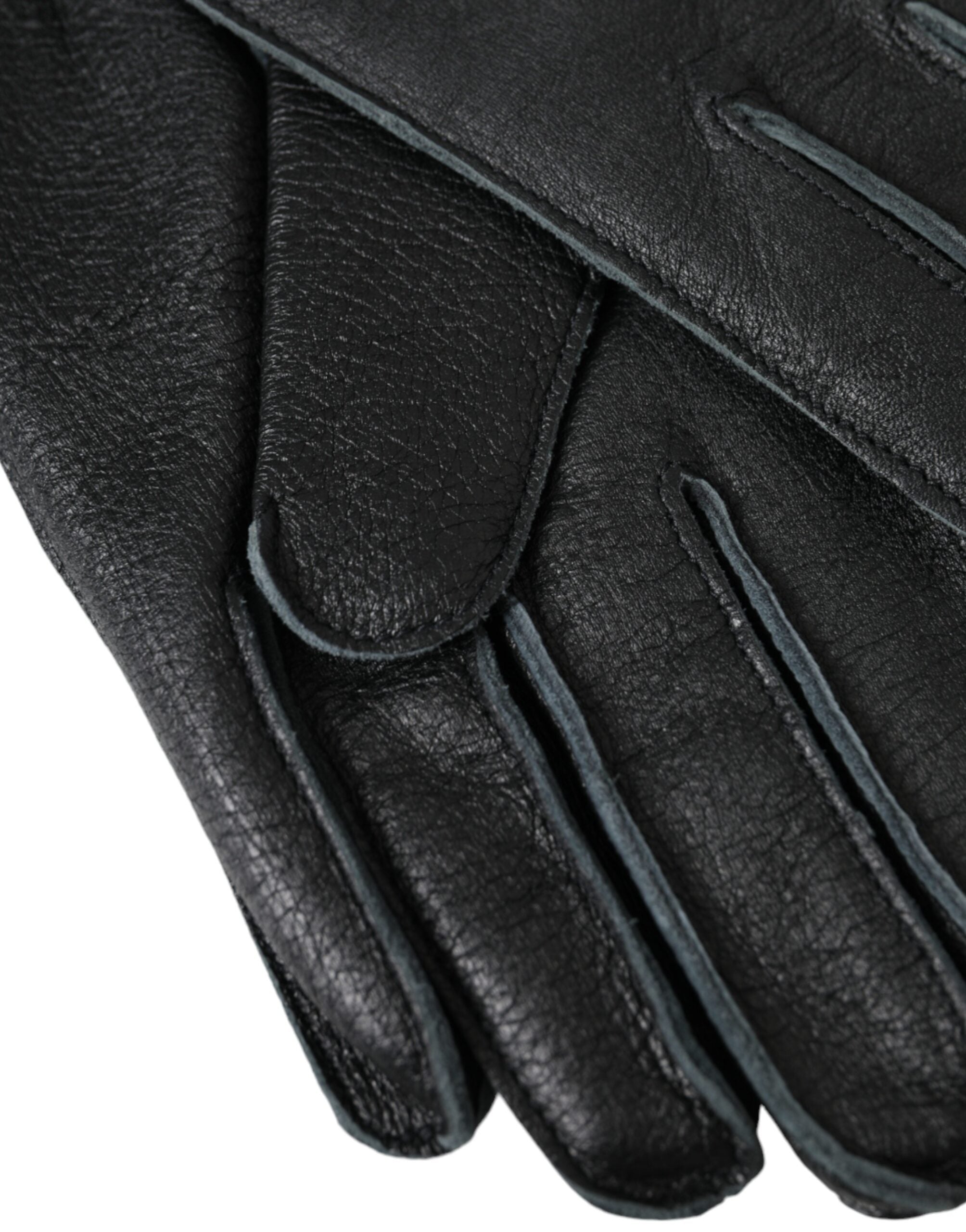 Dolce & Gabbana – Handgelenklange Handschuhe aus schwarzem Hirschleder