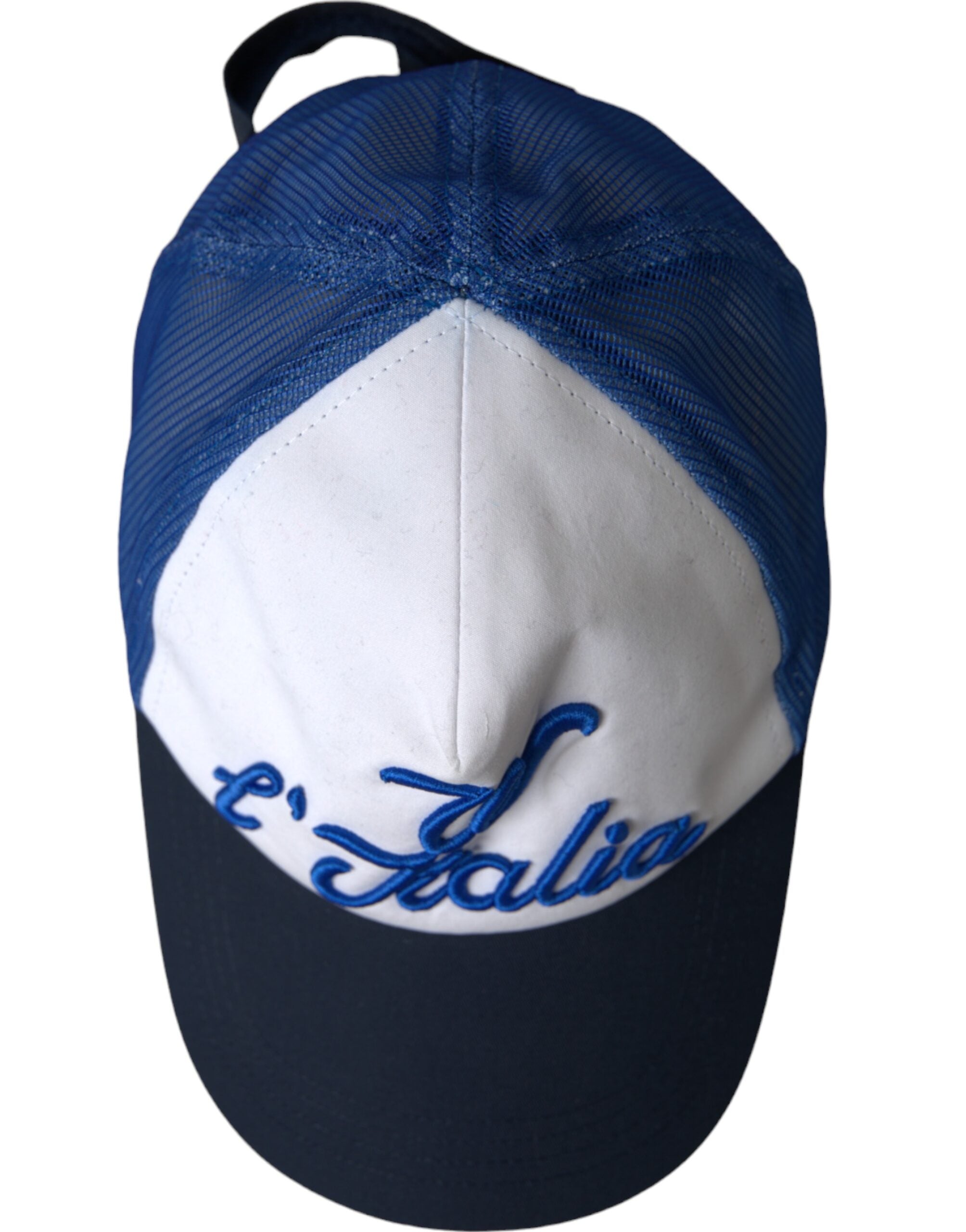 Șapcă de baseball Dolce & Gabbana Italia din plasă albastră, alb-negru