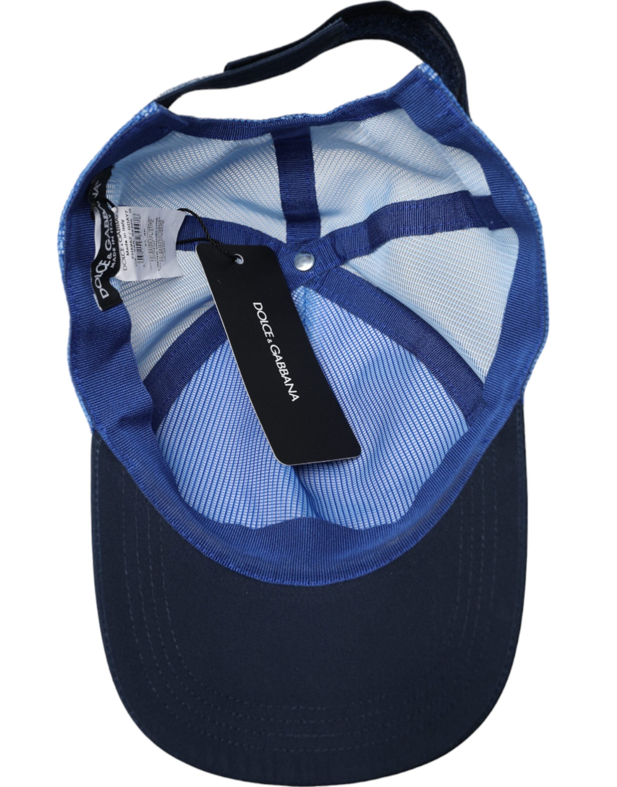 Șapcă de baseball Dolce & Gabbana Italia din plasă albastră, alb-negru