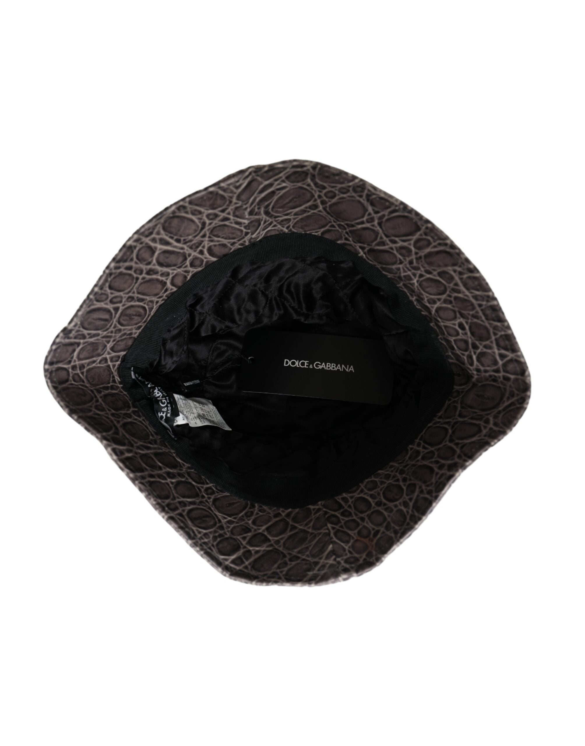 Pălărie tip găleată din piele cu model negru gri Dolce & Gabbana