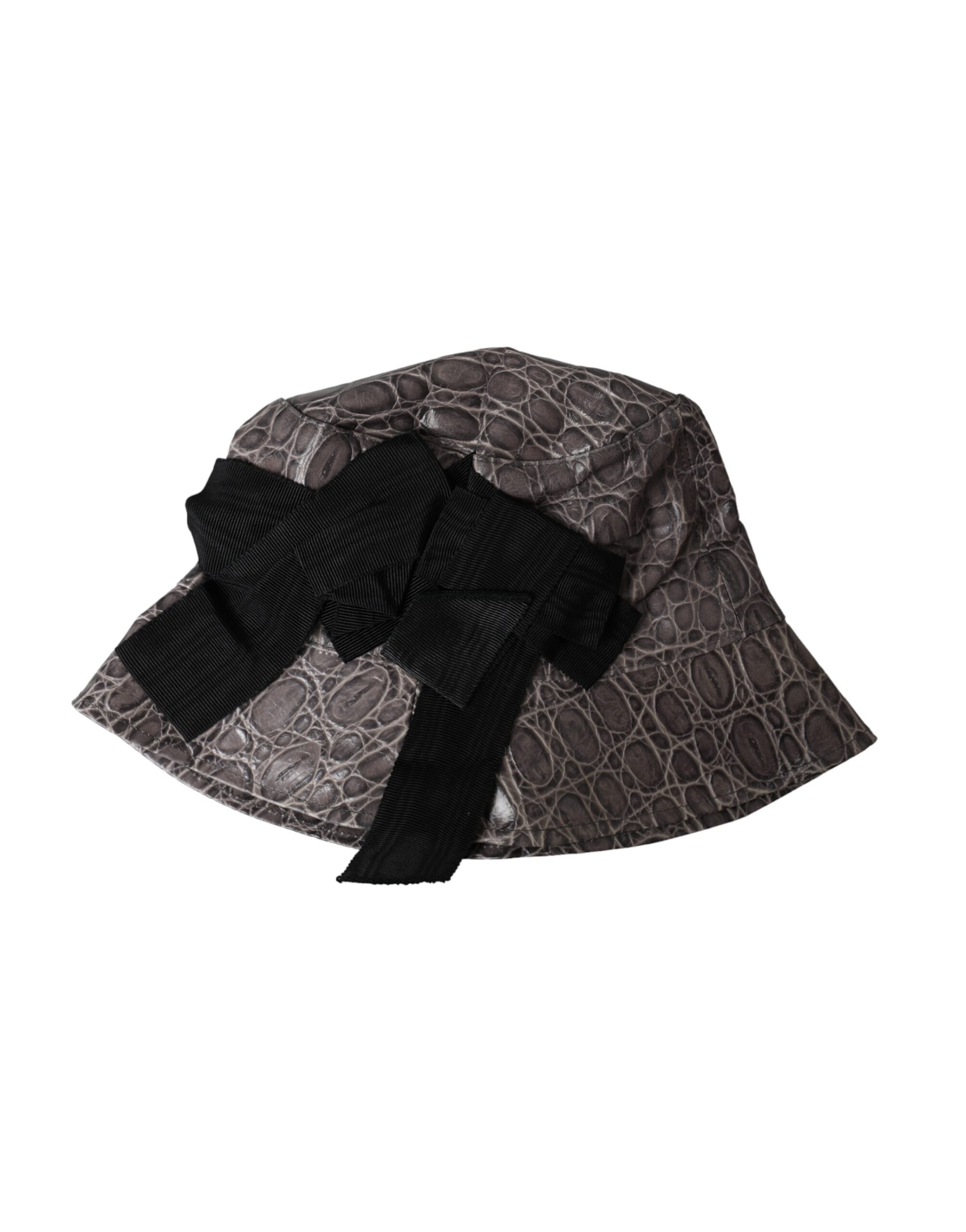 Pălărie tip găleată din piele cu model negru gri Dolce & Gabbana