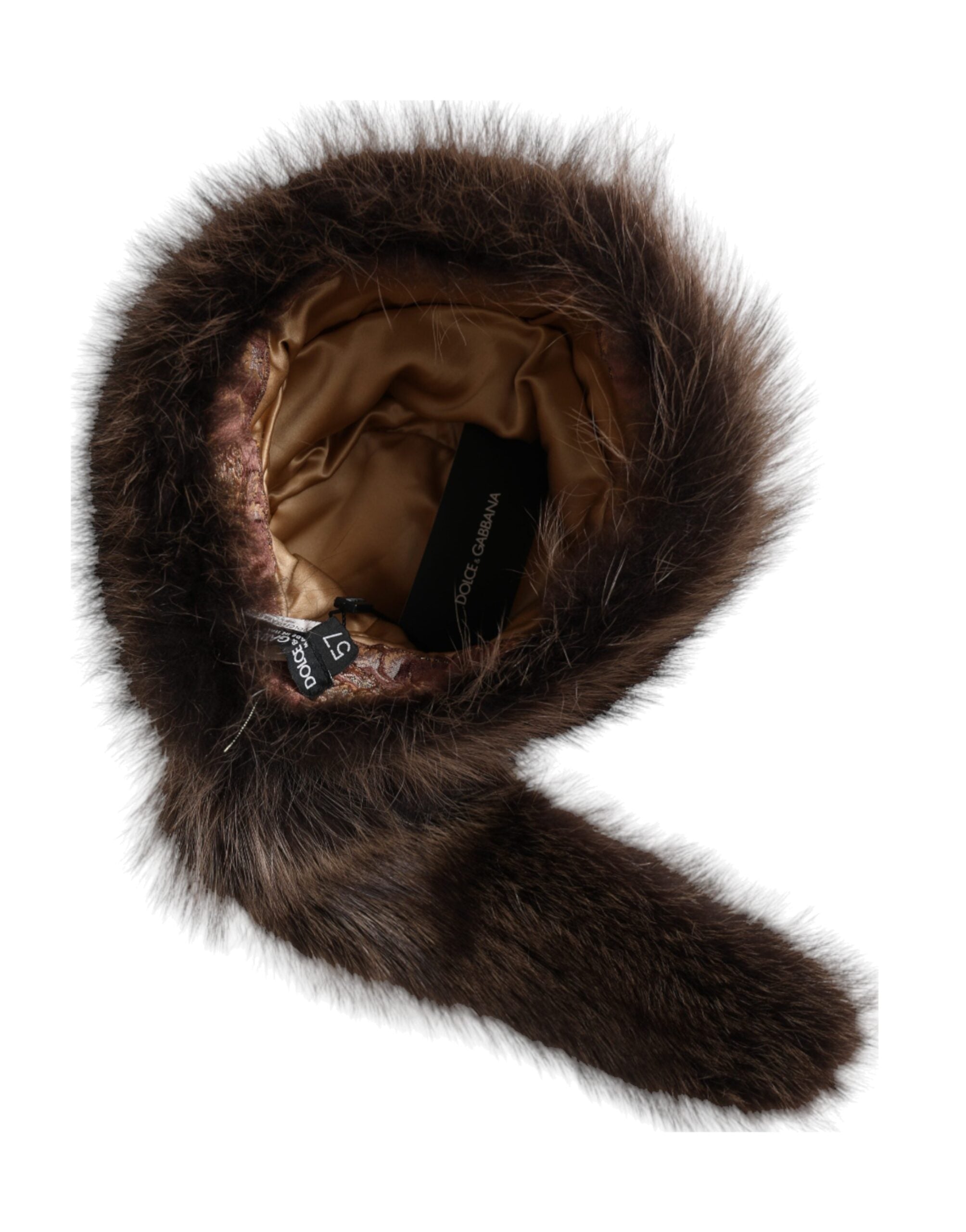 Pălărie Dolce & Gabbana pentru femei, maro, cu blană de raton