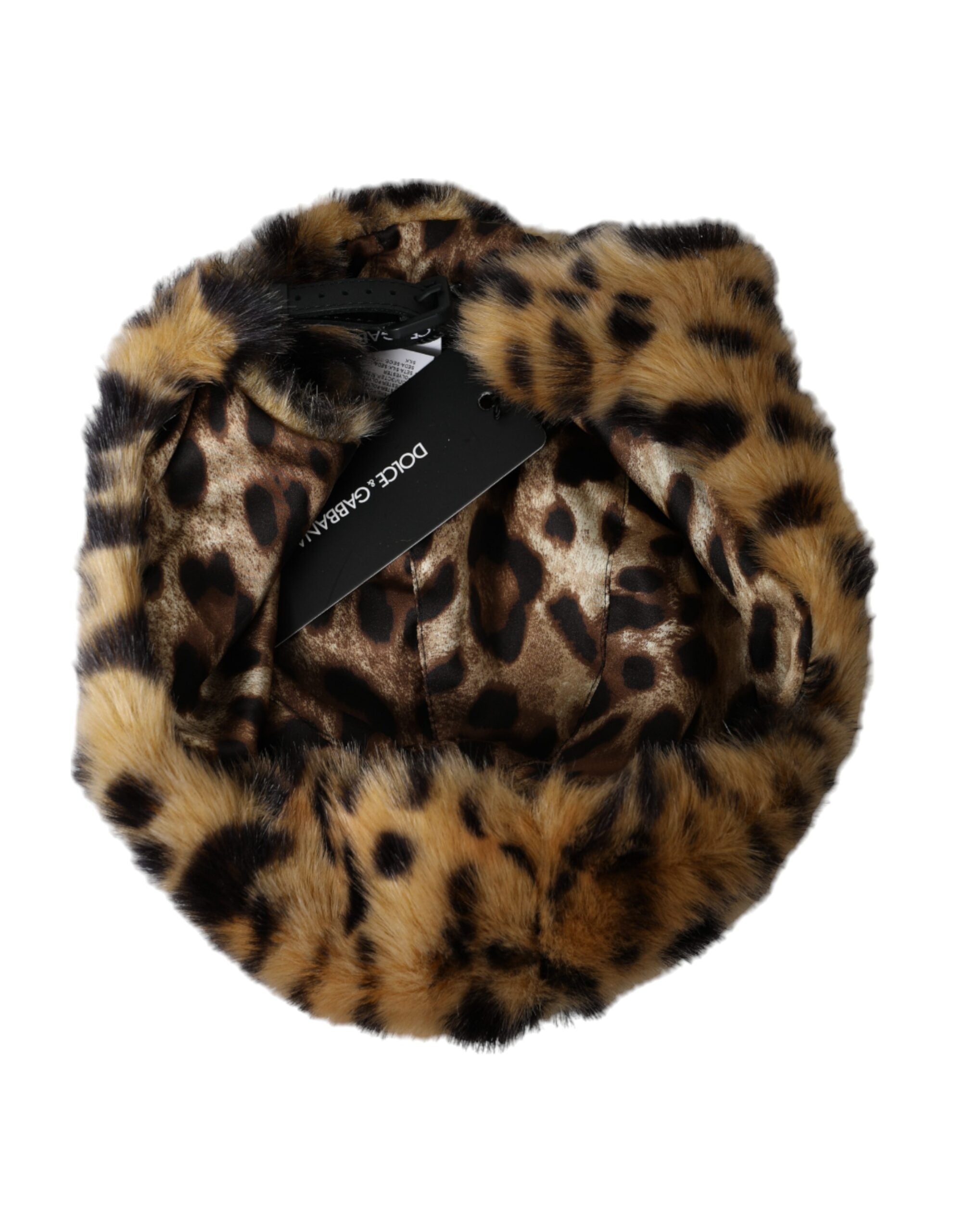 Pălărie Dolce & Gabbana cu blană de leopard maro pentru femei