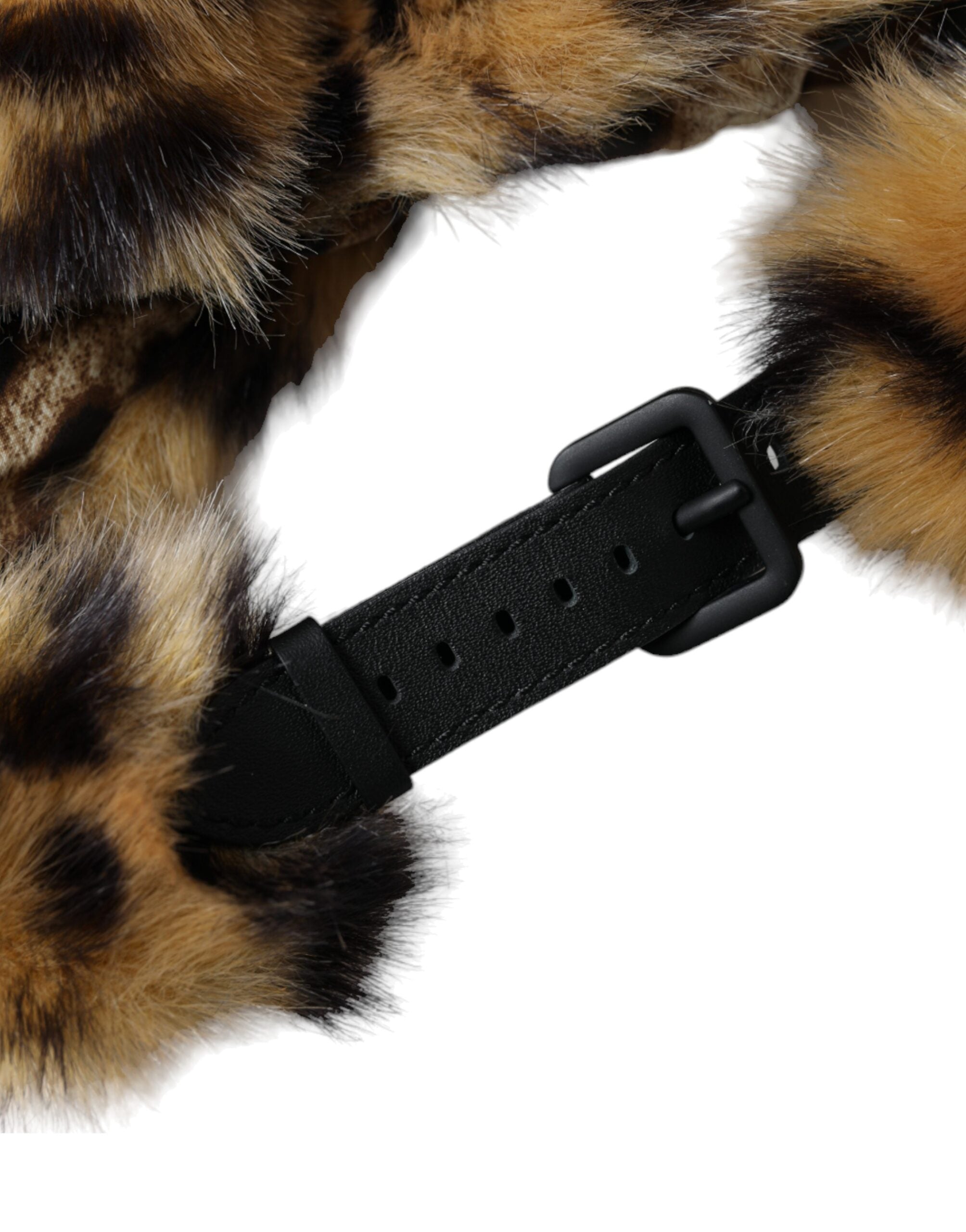 Pălărie Dolce & Gabbana cu blană de leopard maro pentru femei