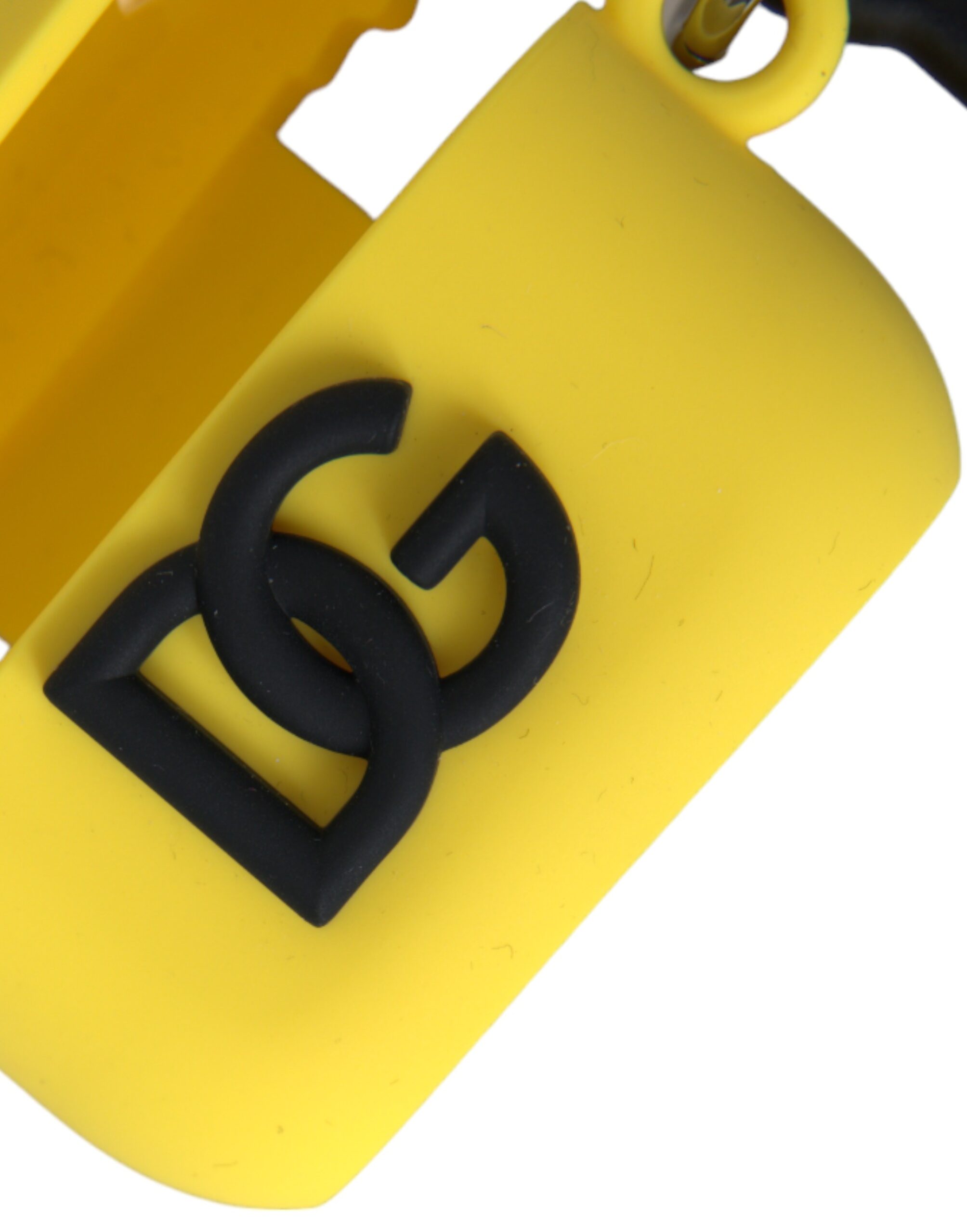 Carcasă Dolce & Gabbana din silicon galben cu logo în relief pentru Airpods