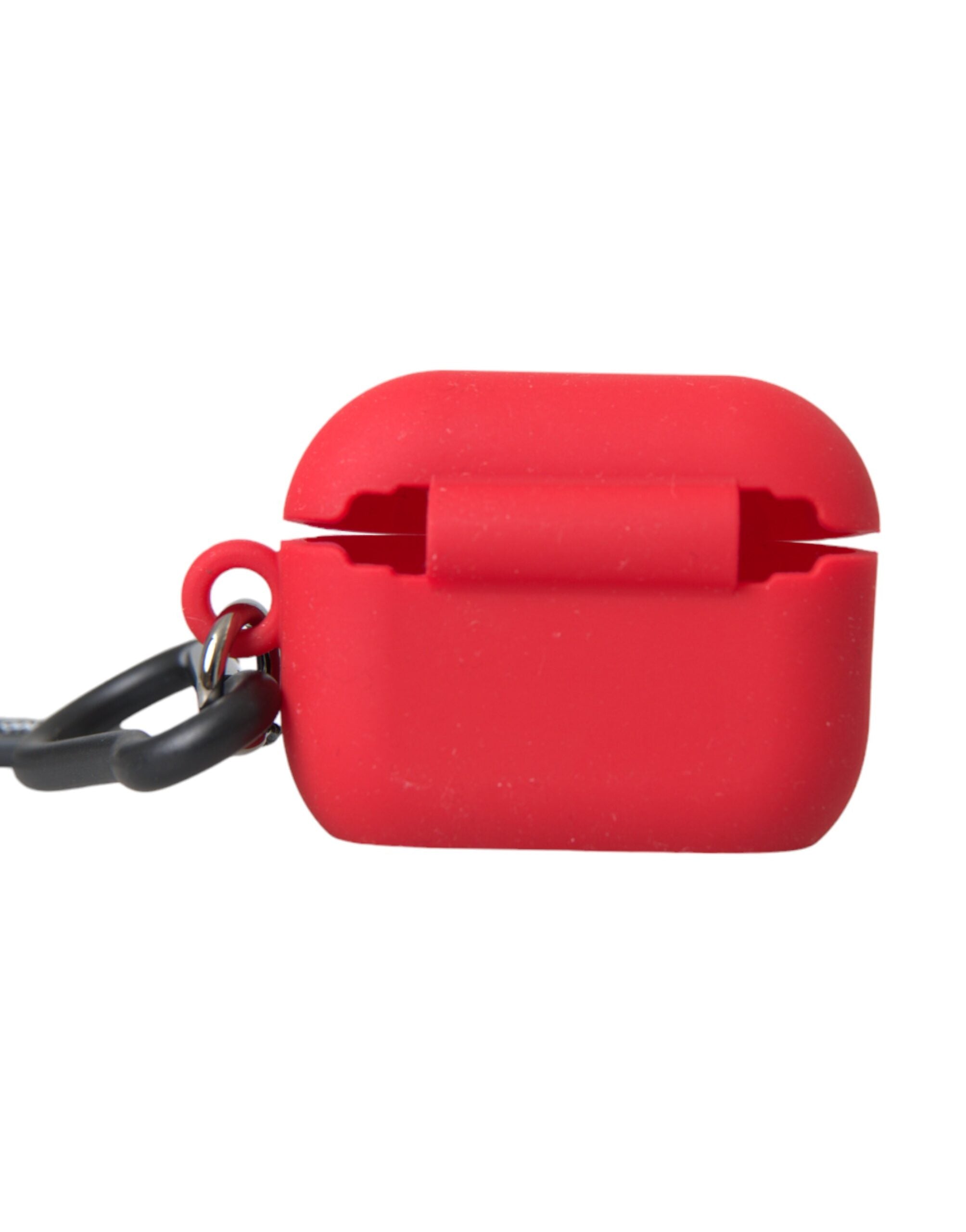 Husă Dolce & Gabbana pentru Airpods cu logo din cauciuc siliconic roșu în relief