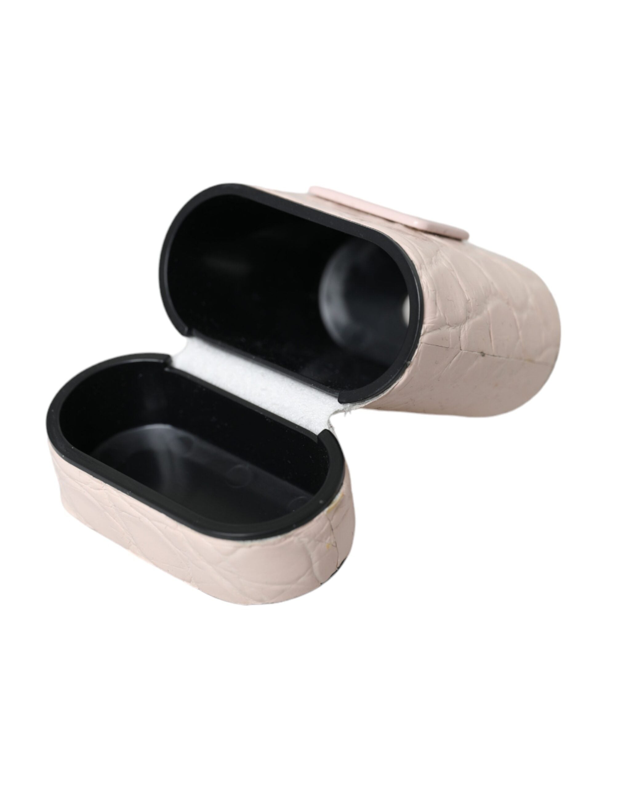 Husă Dolce & Gabbana roz deschis din piele cu placă metalică cu logo