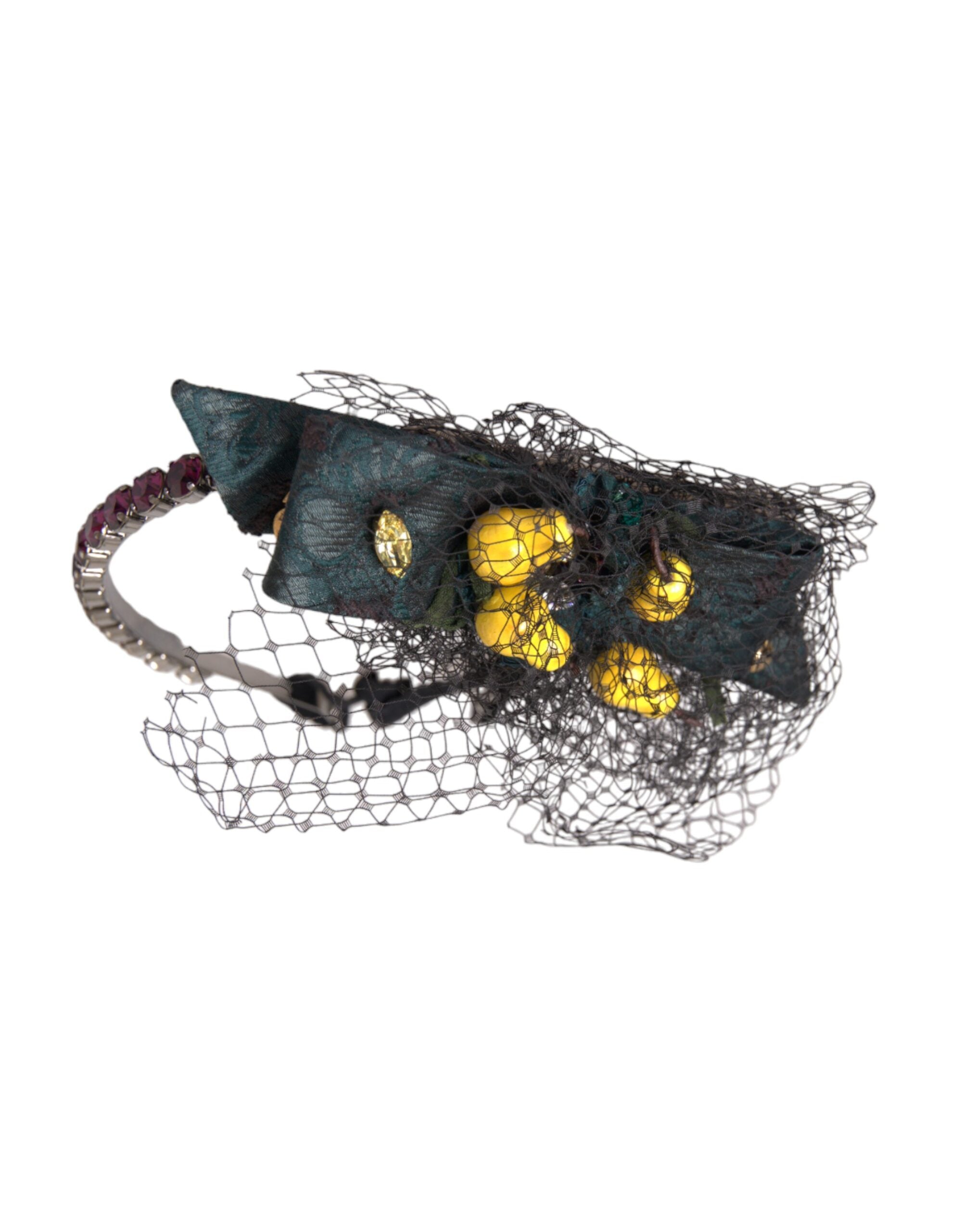 Dolce & Gabbana Diademă cu bandă de păr din plasă de cristal mov Black Lemons Sicily