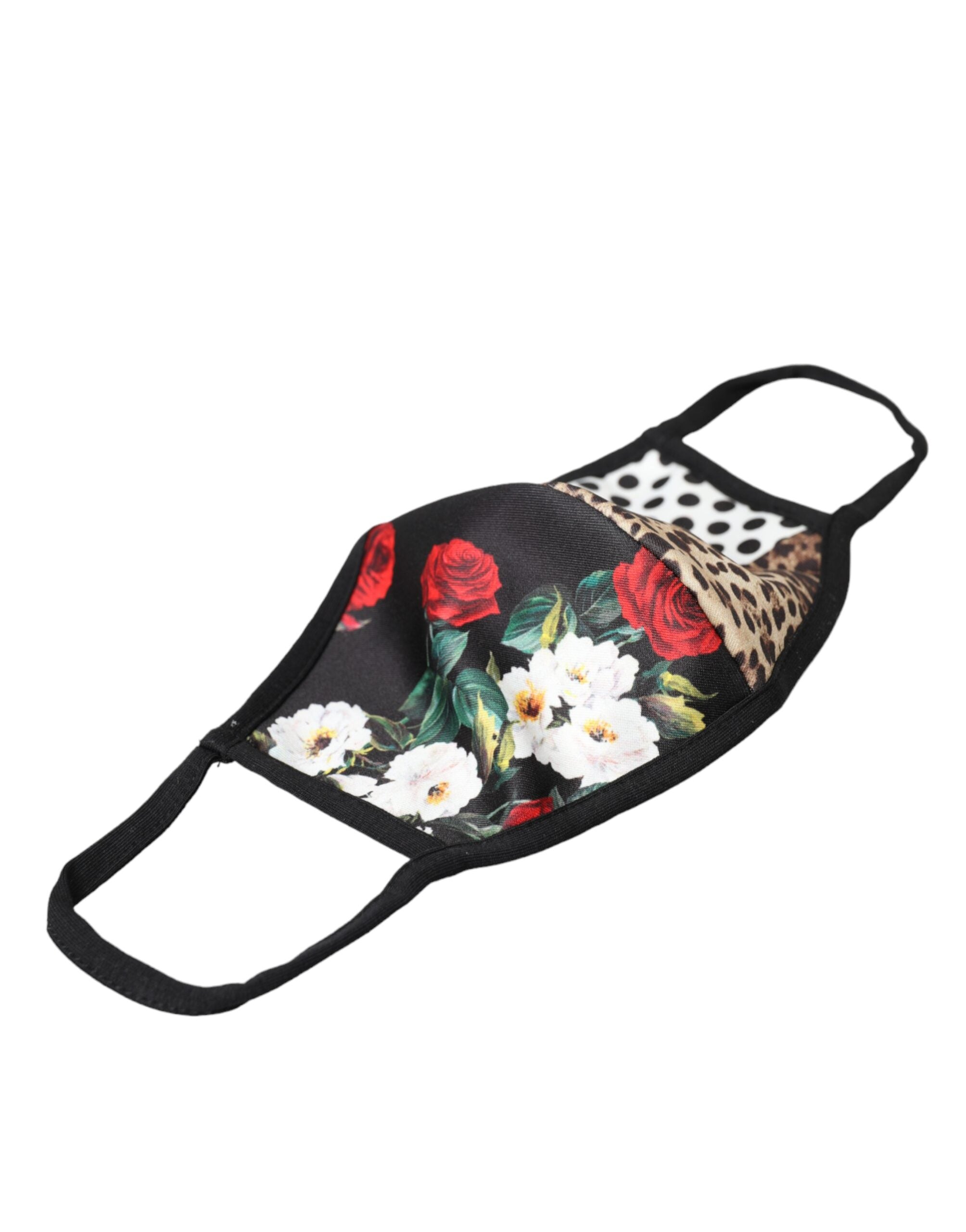 Mască de față cu bandă elastică pentru urechi cu imprimeu floral leopard multicolor Dolce & Gabbana