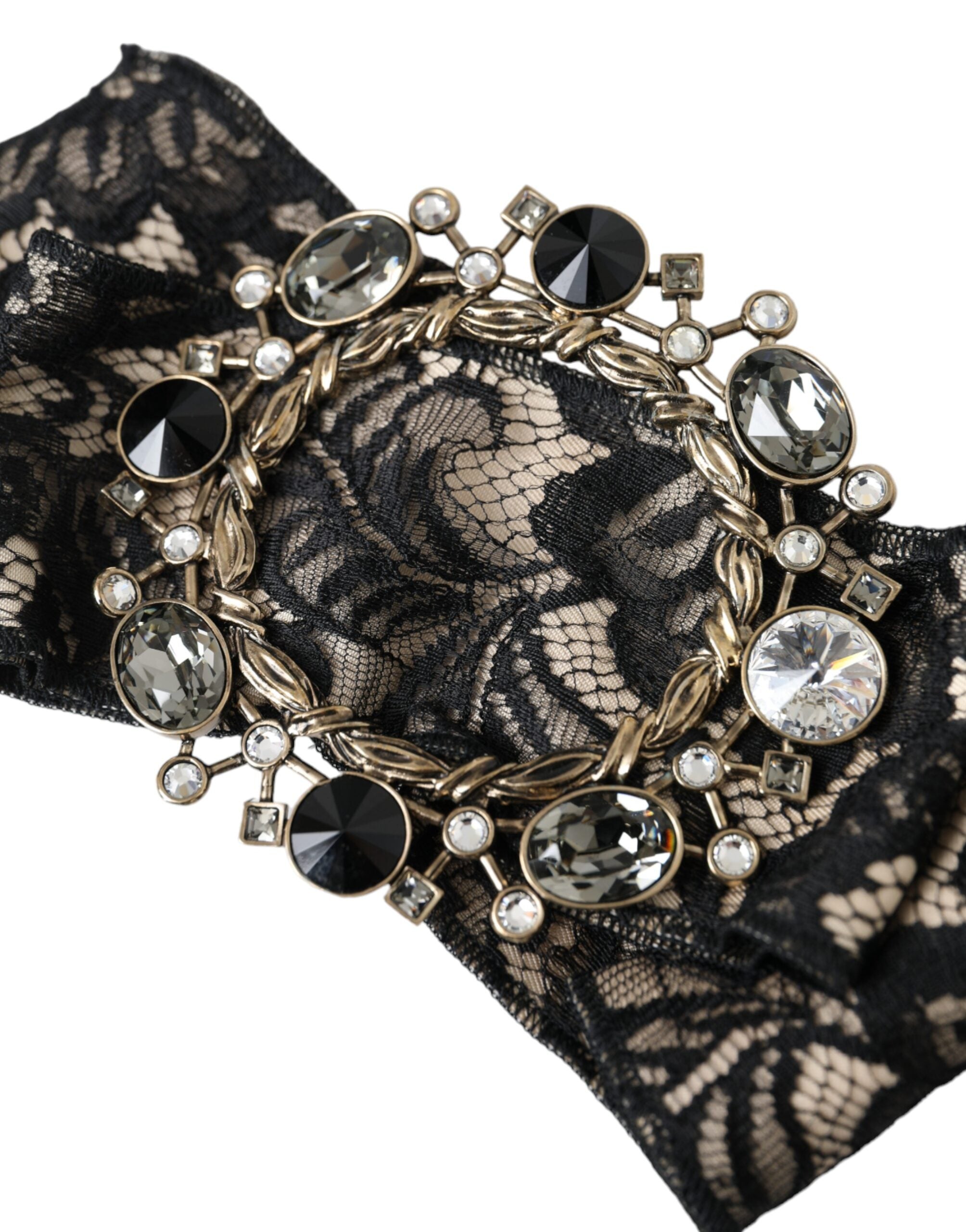 Dolce & Gabbana Schwarze Haarnadel mit handgefertigter Brosche und Kristallen