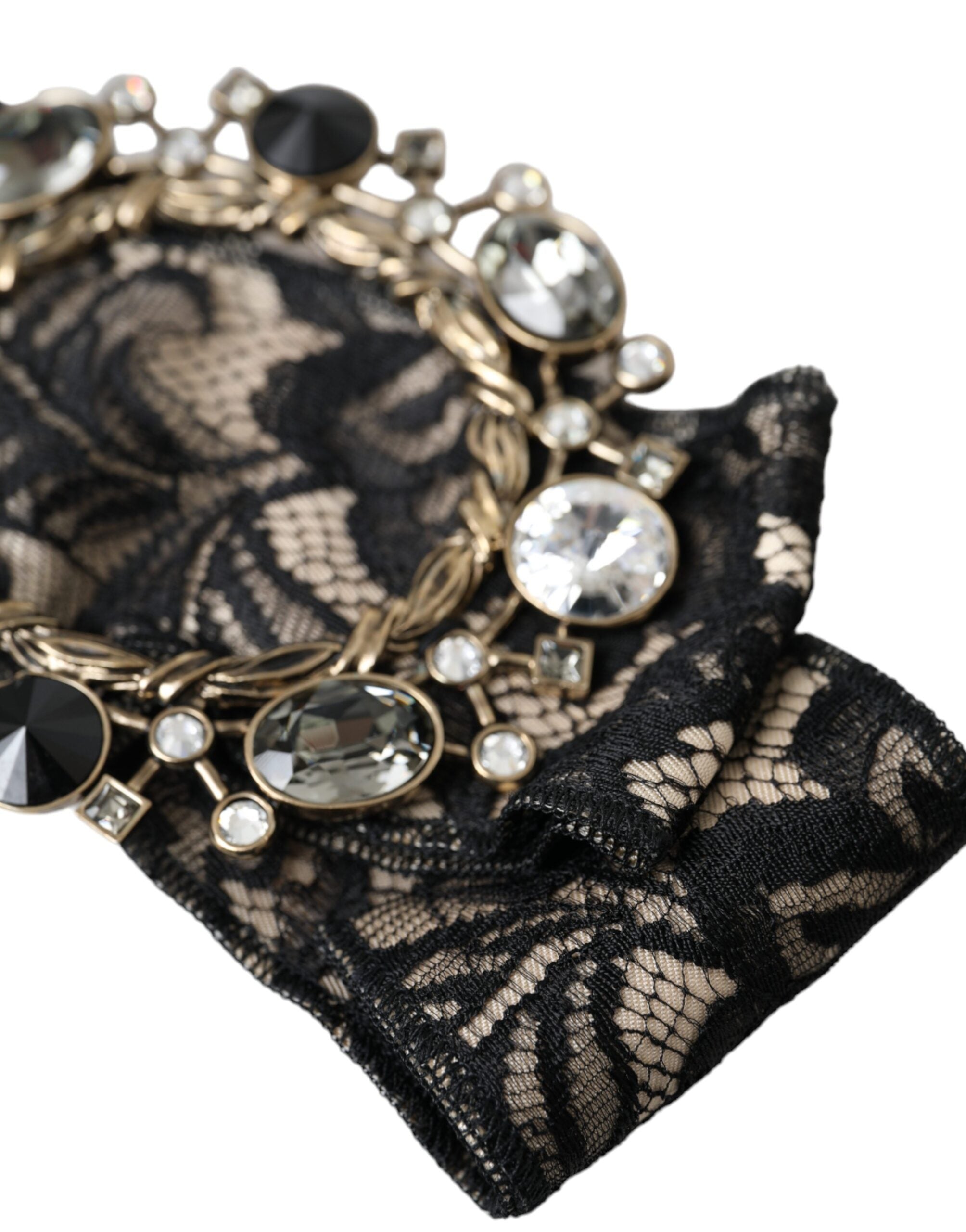 Dolce & Gabbana Schwarze Haarnadel mit handgefertigter Brosche und Kristallen