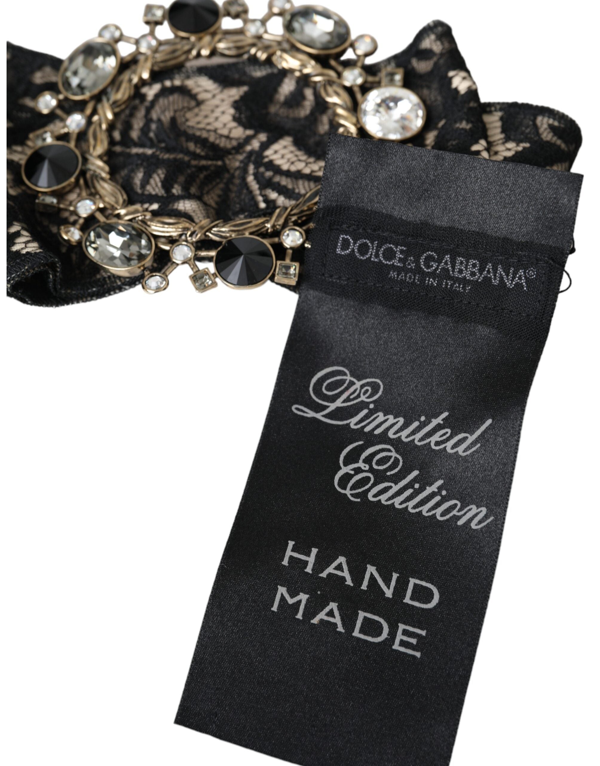 Dolce & Gabbana Schwarze Haarnadel mit handgefertigter Brosche und Kristallen