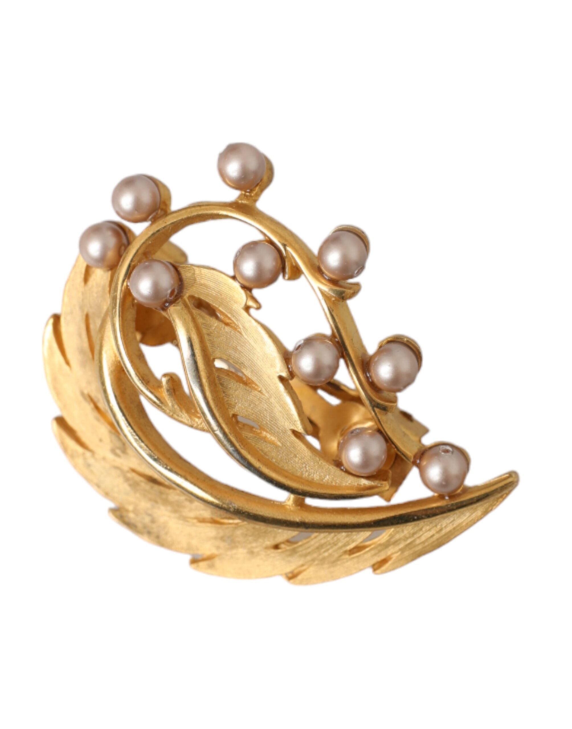 Dolce & Gabbana – Haarnadel mit Blattverzierung aus goldfarbenem Messing