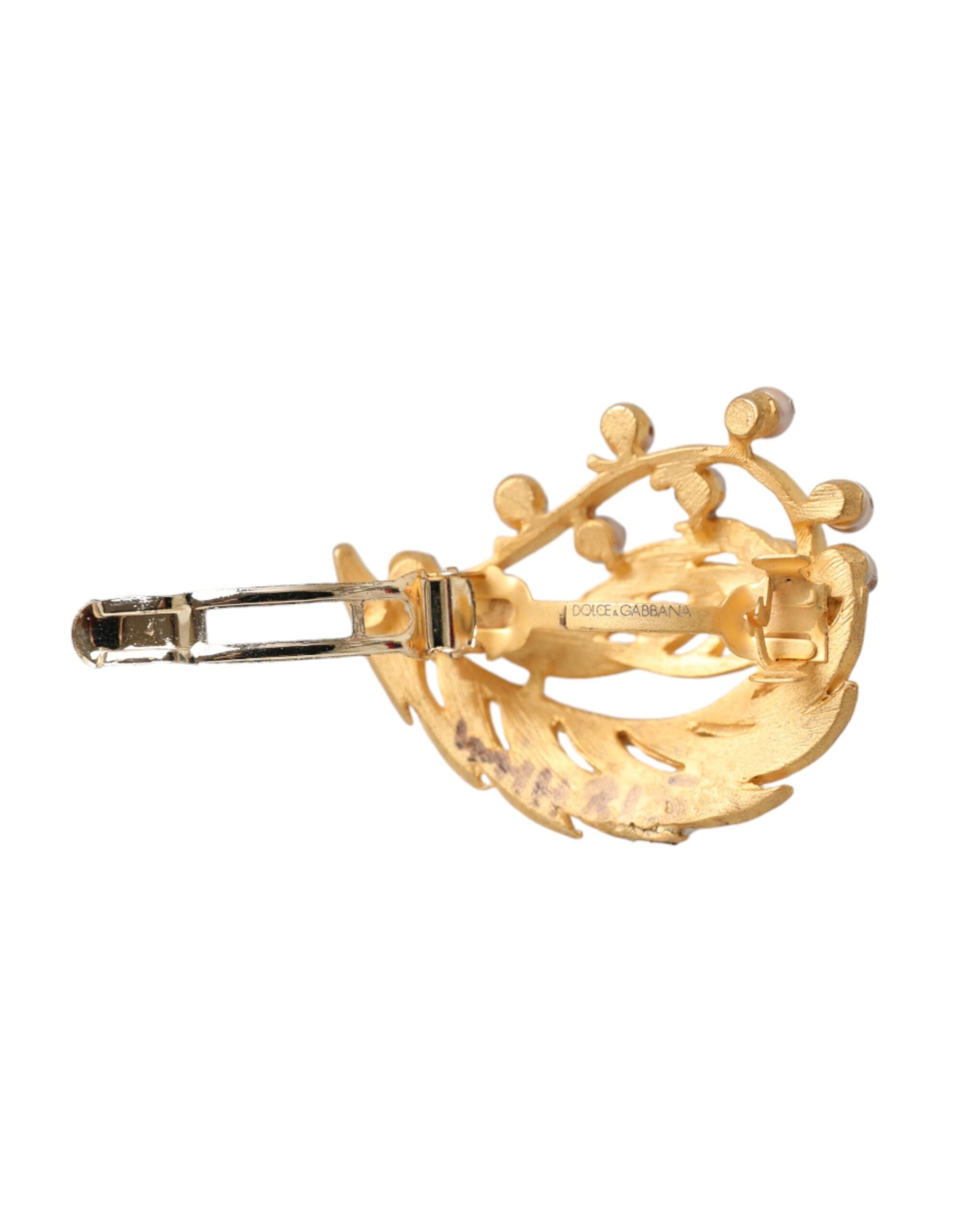 Dolce & Gabbana – Haarnadel mit Blattverzierung aus goldfarbenem Messing