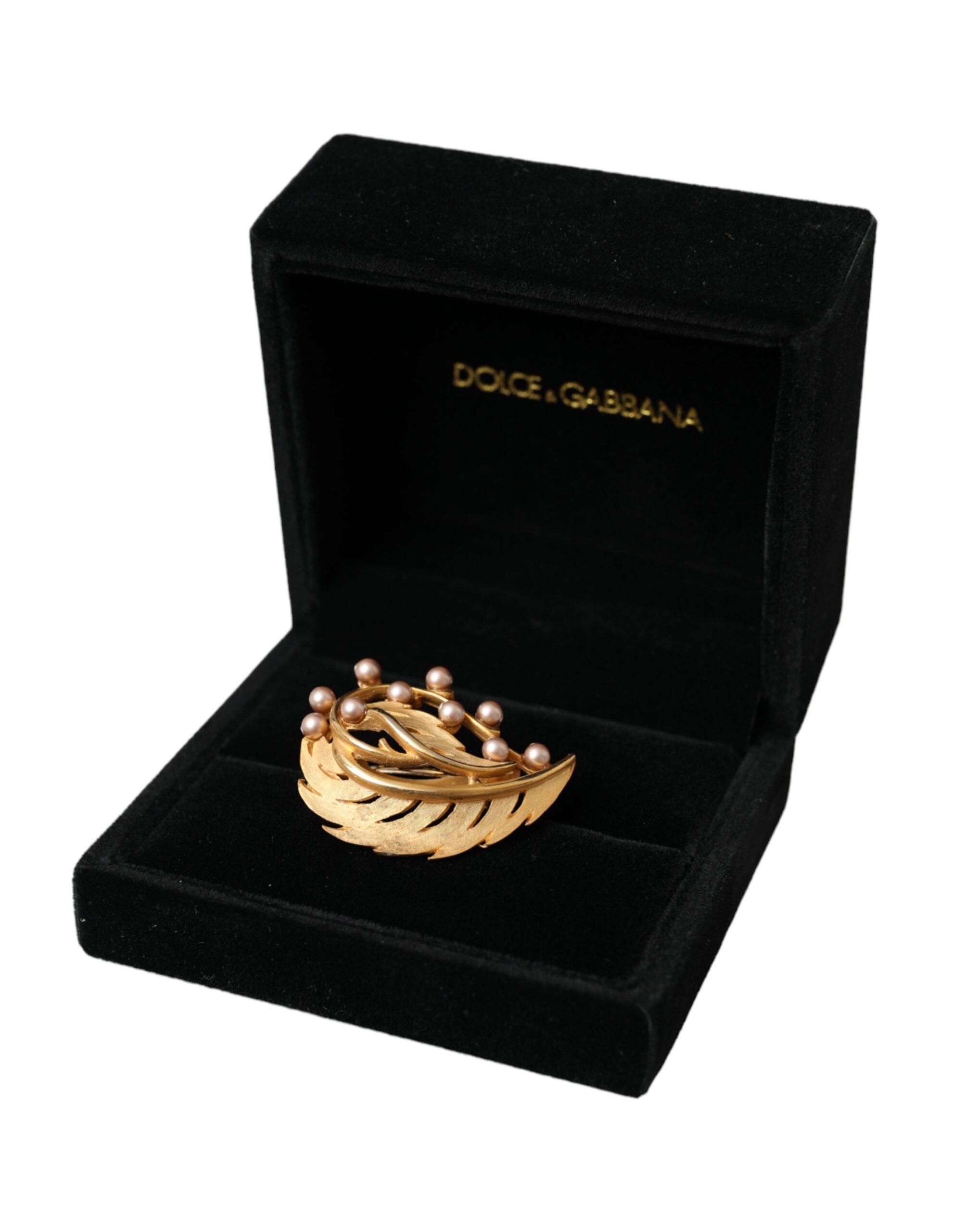 Dolce & Gabbana – Haarnadel mit Blattverzierung aus goldfarbenem Messing