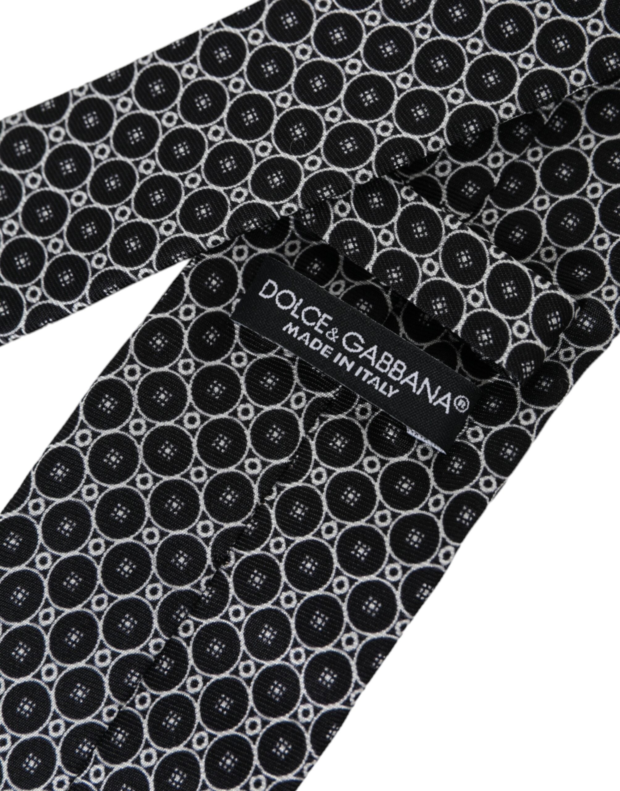 Dolce & Gabbana – Verstellbare Herrenkrawatte aus schwarz-weiß gemusterter Seide