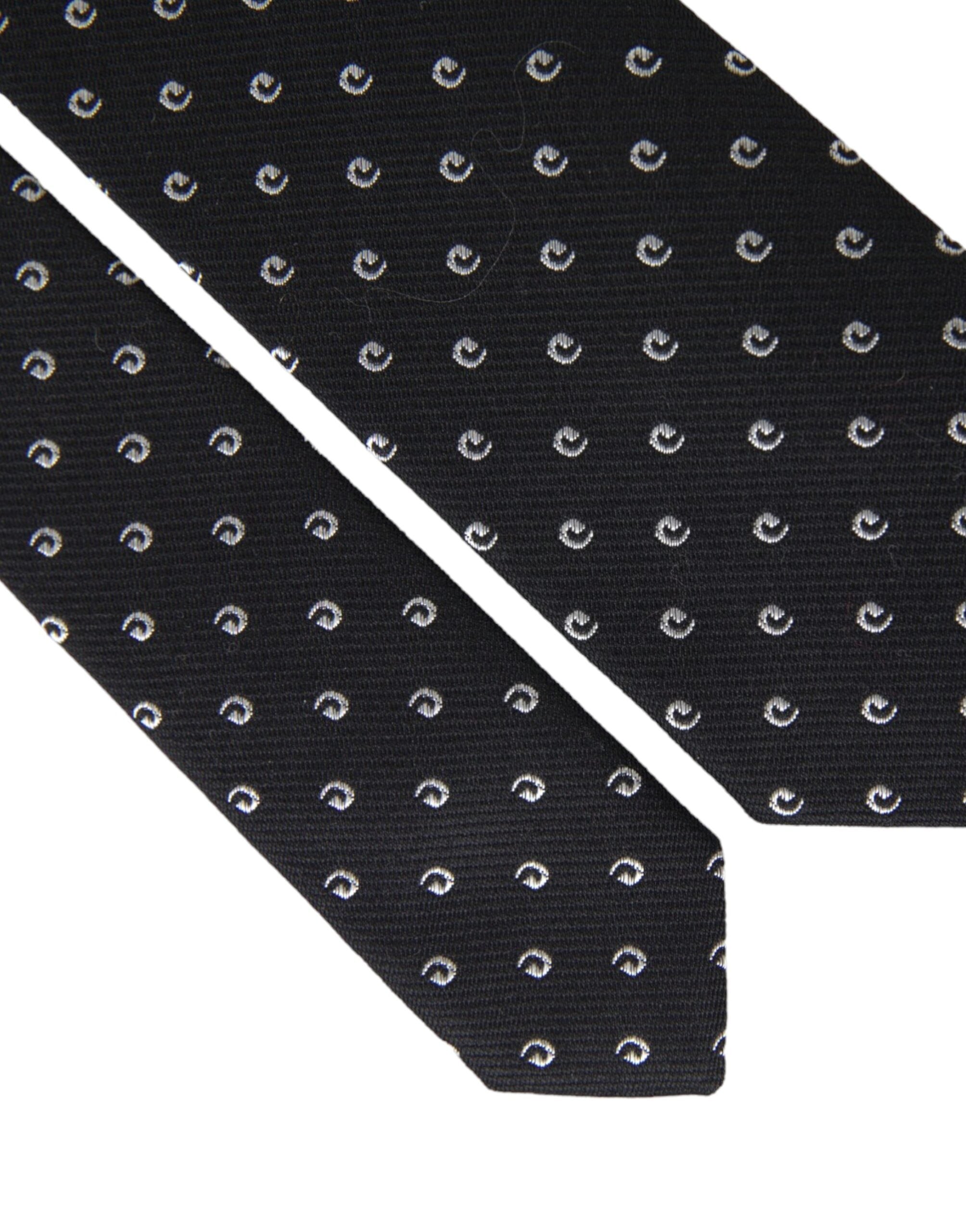 Dolce & Gabbana Schwarze, verstellbare Krawatte aus Baumwollmischung mit Logo