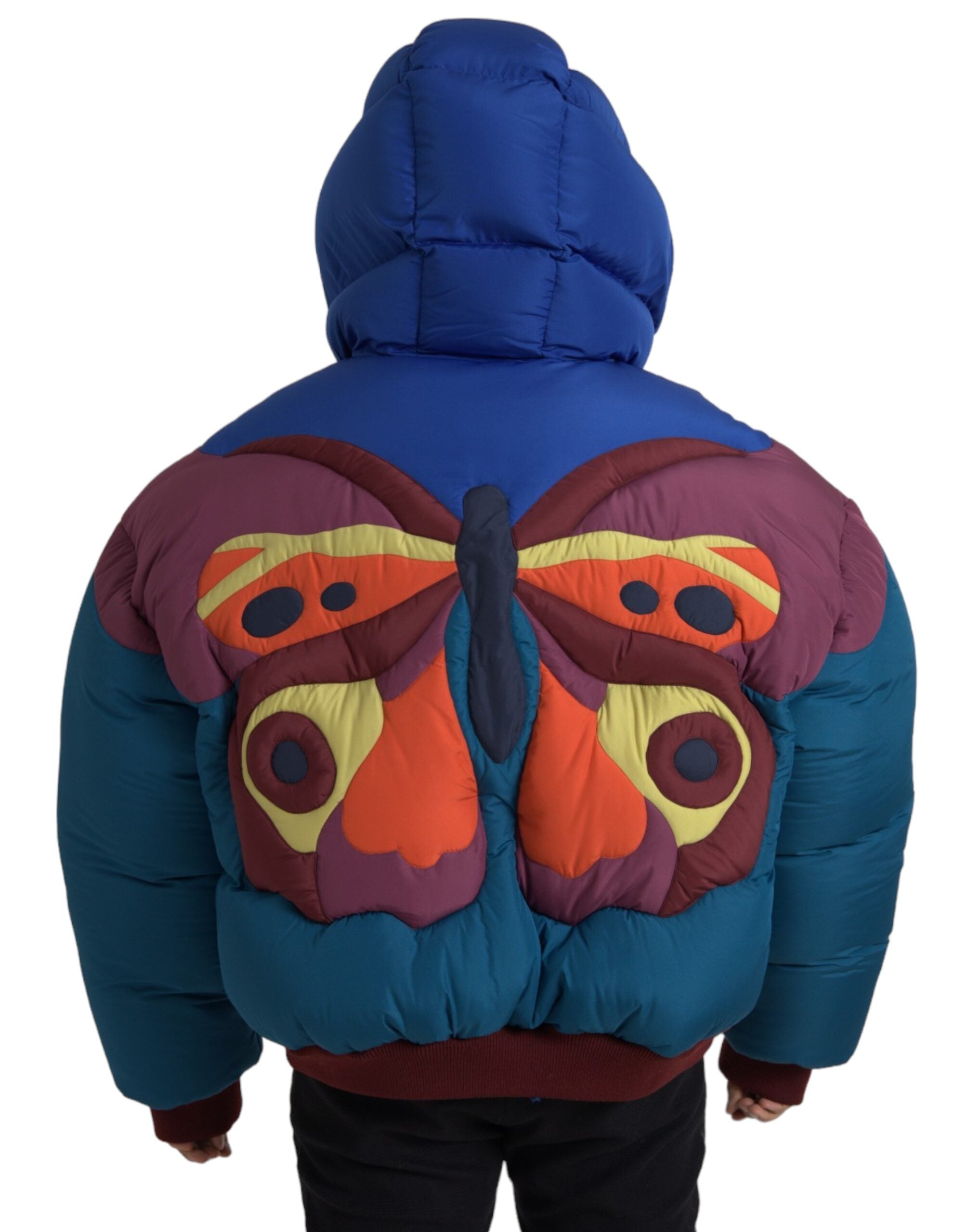 Dolce & Gabbana – Mehrfarbige Pufferjacke mit Schmetterlings-Kapuze