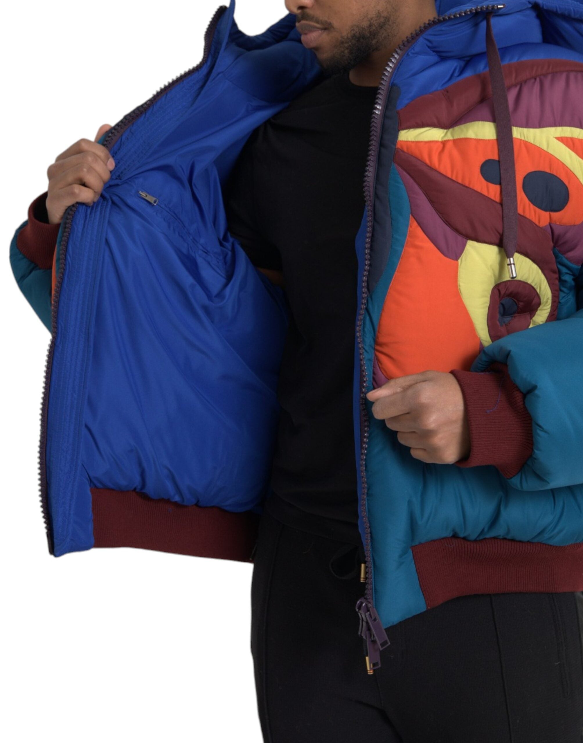 Dolce & Gabbana – Mehrfarbige Pufferjacke mit Schmetterlings-Kapuze