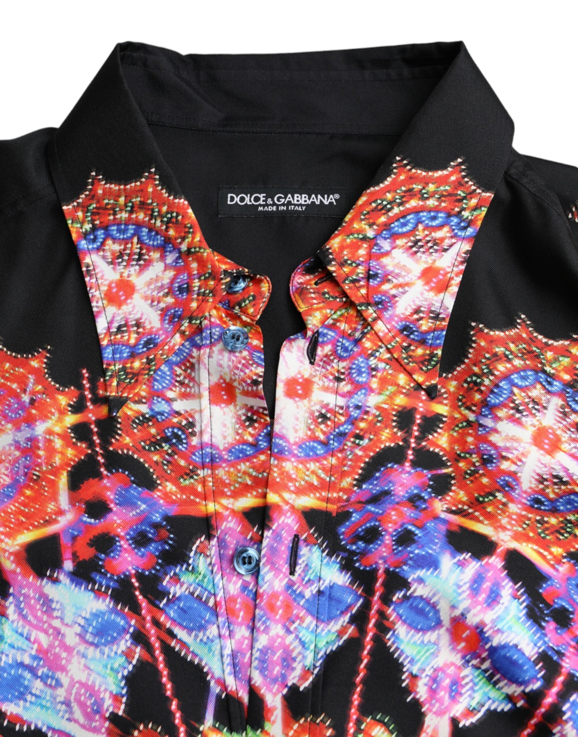 Dolce & Gabbana Mehrfarbiges Luminarie-Freizeithemd aus Seide für Herren