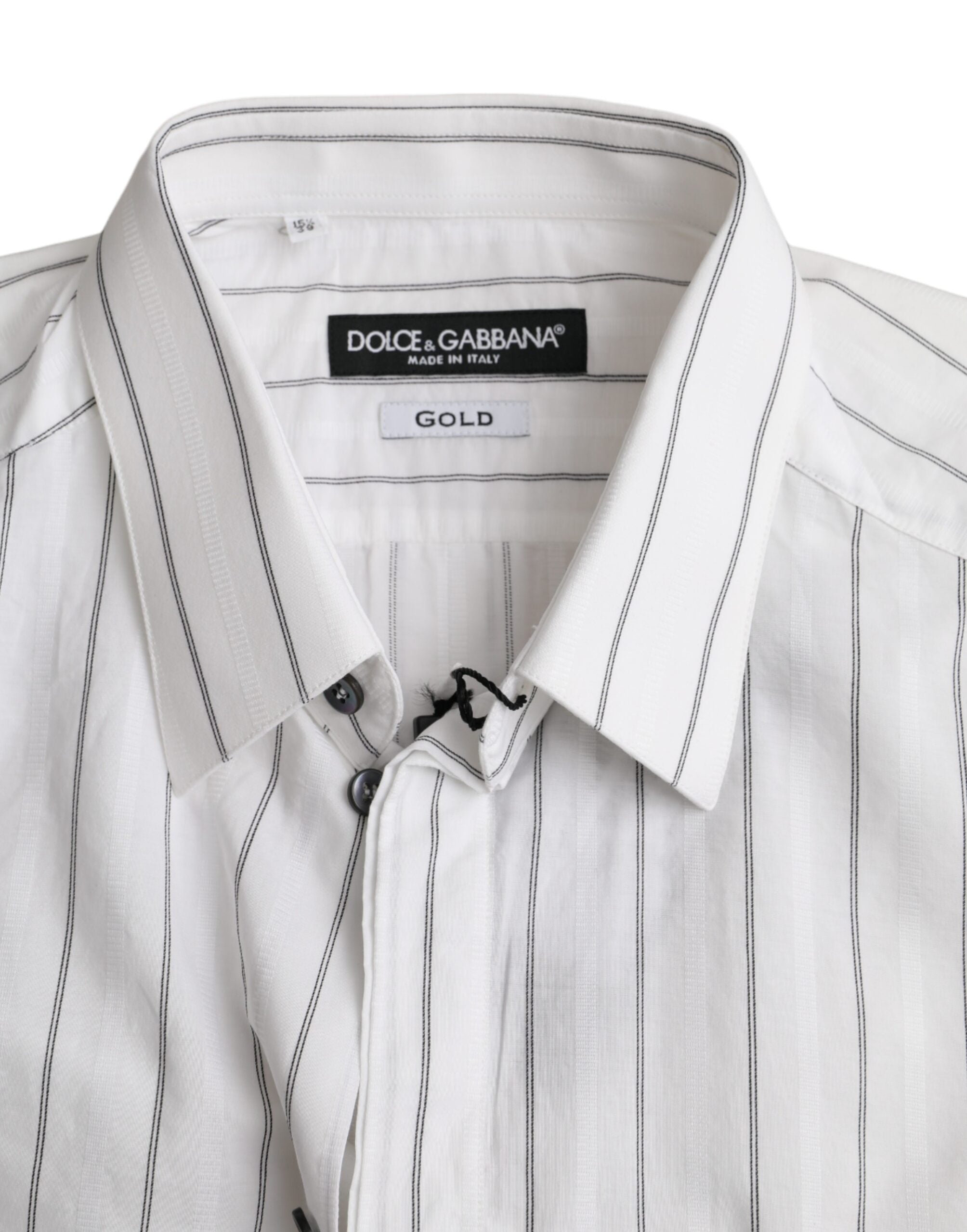 Dolce & Gabbana Schwarz-Weiß gestreiftes Abendkleid GOLD Hemd