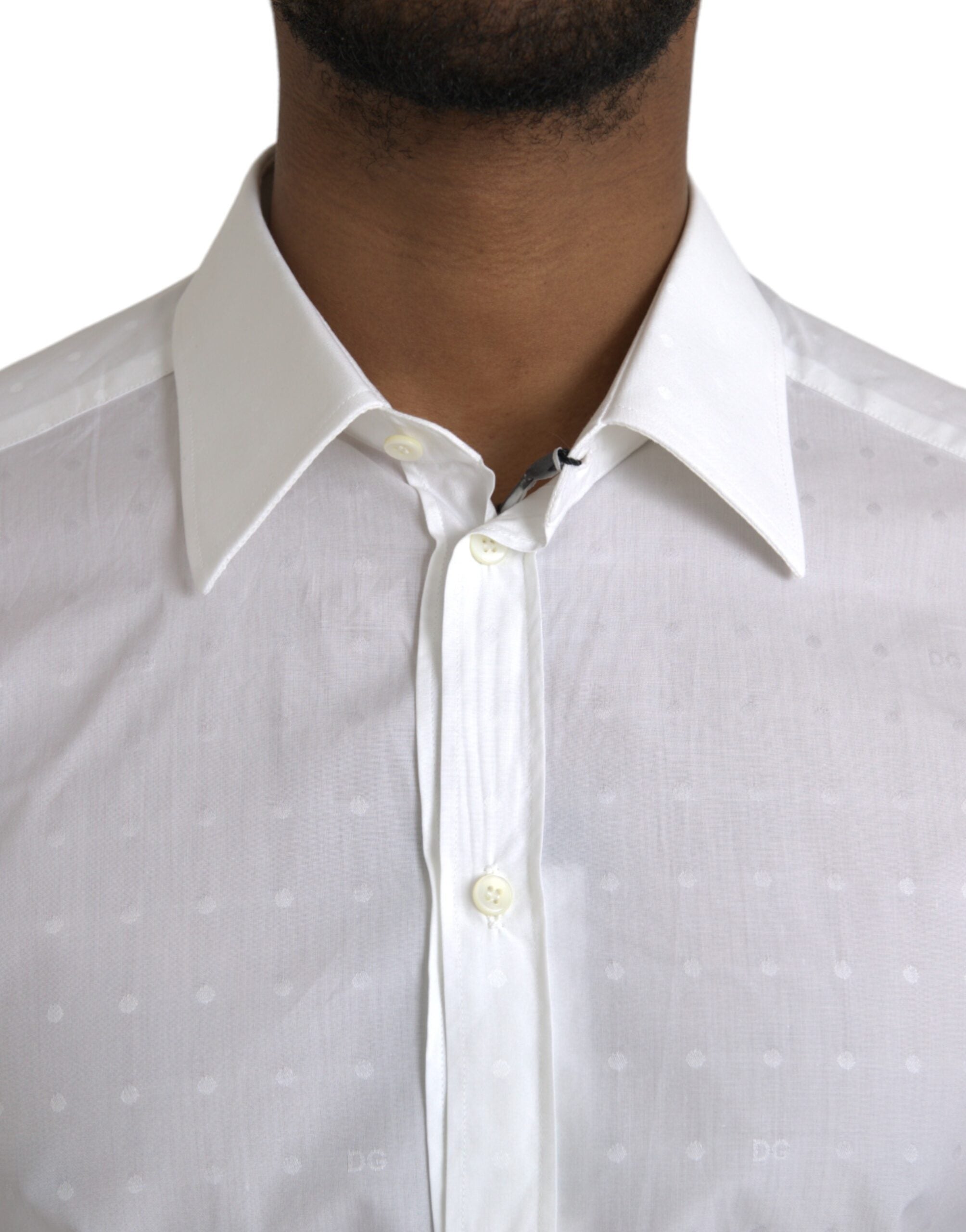 Dolce & Gabbana Weißes Logo-Baumwollhemd für Herren in GOLD