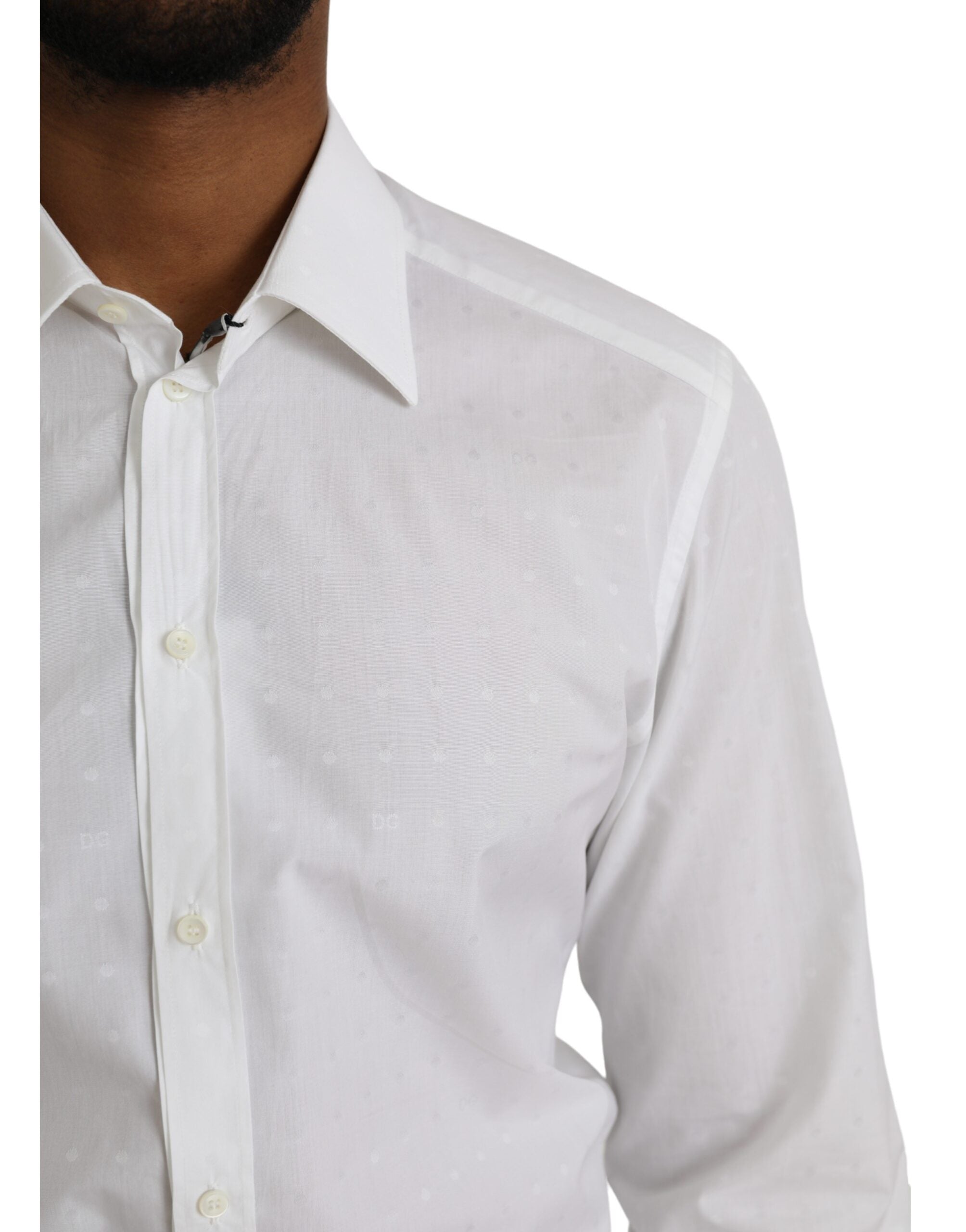 Dolce & Gabbana Weißes Logo-Baumwollhemd für Herren in GOLD
