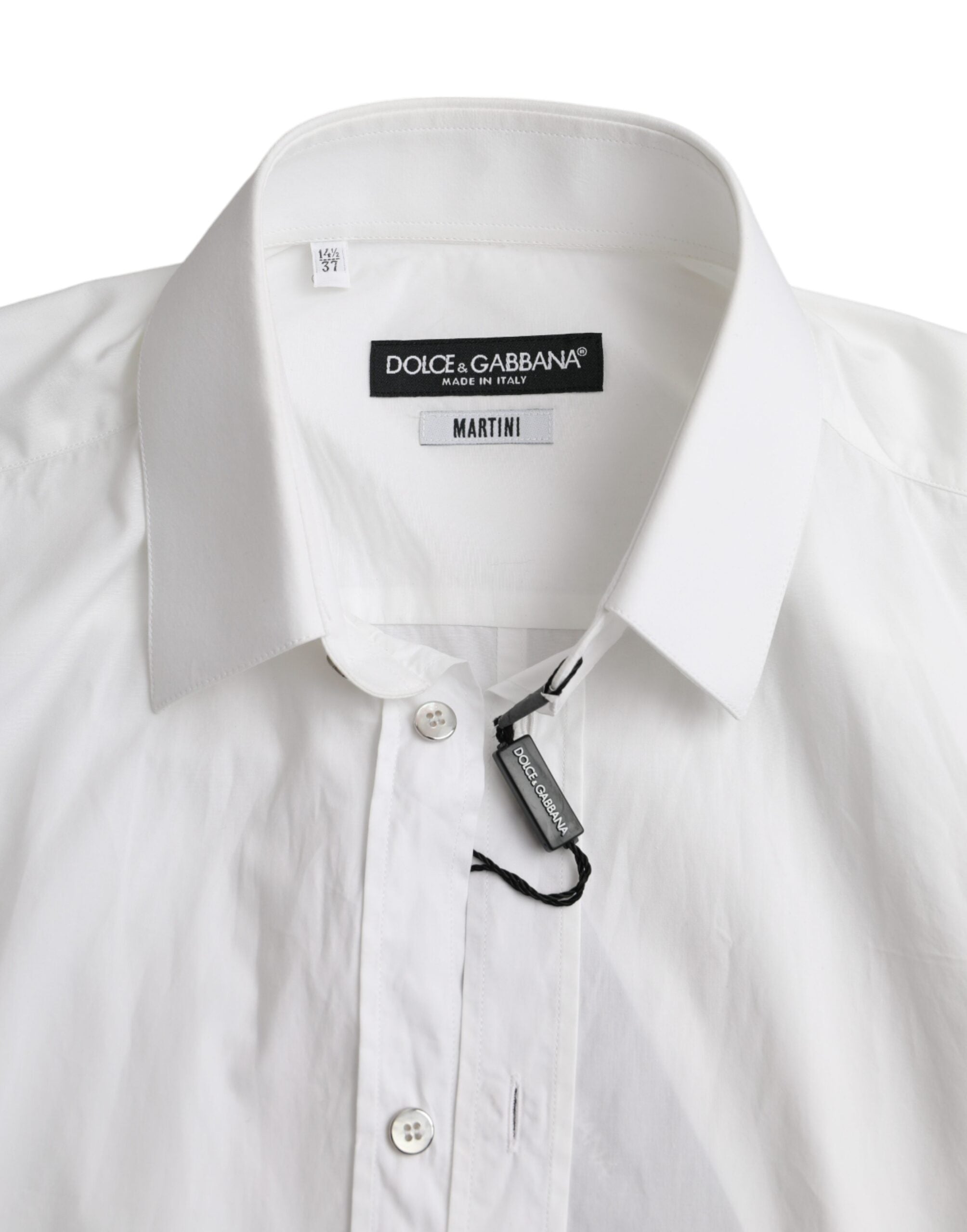 Dolce & Gabbana Weißes Langarmkleid aus Baumwolle MARTINI Shirt