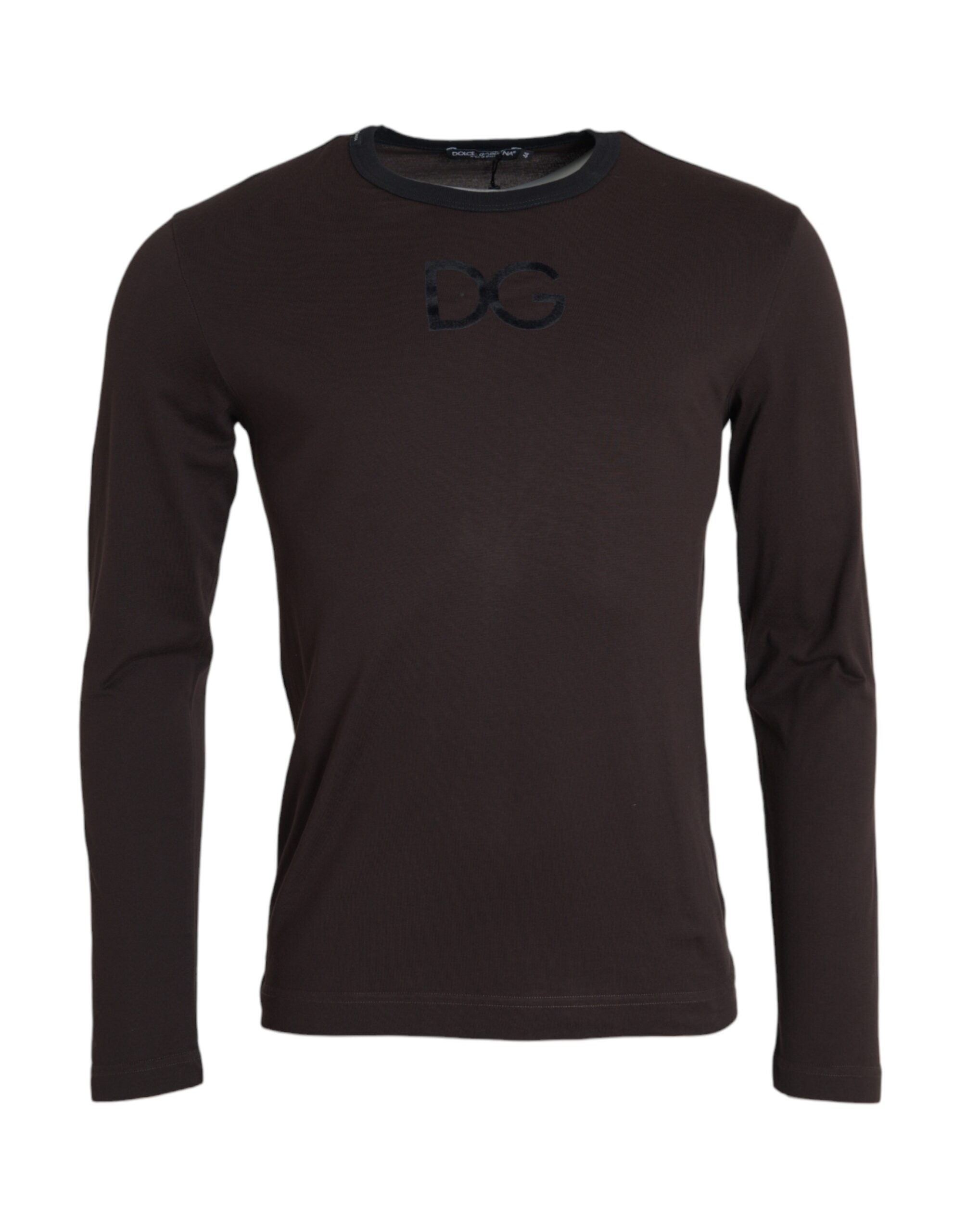 Dolce & Gabbana Brauner Pullover mit Rundhalsausschnitt und DG-Logo